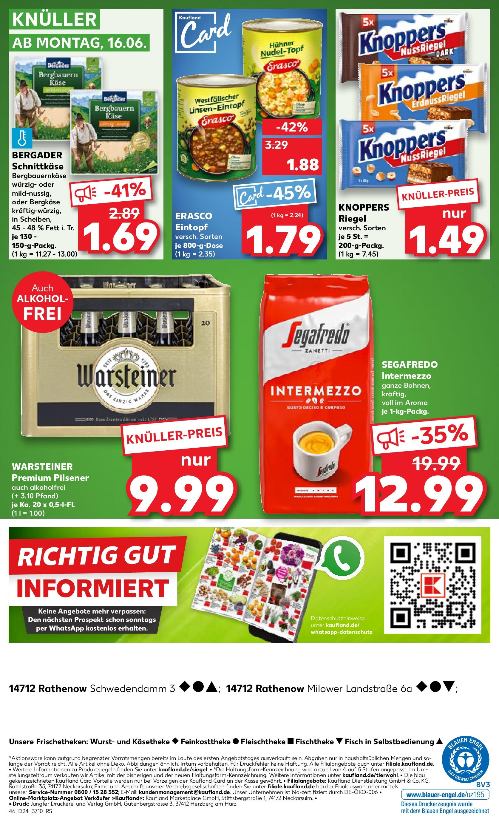 Prospekt Kaufland ab 16.06.2025 » Angebote Online zum Blättern | Seite: 7 | Produkte: Warsteiner, Wurst, Knoppers, Erasco