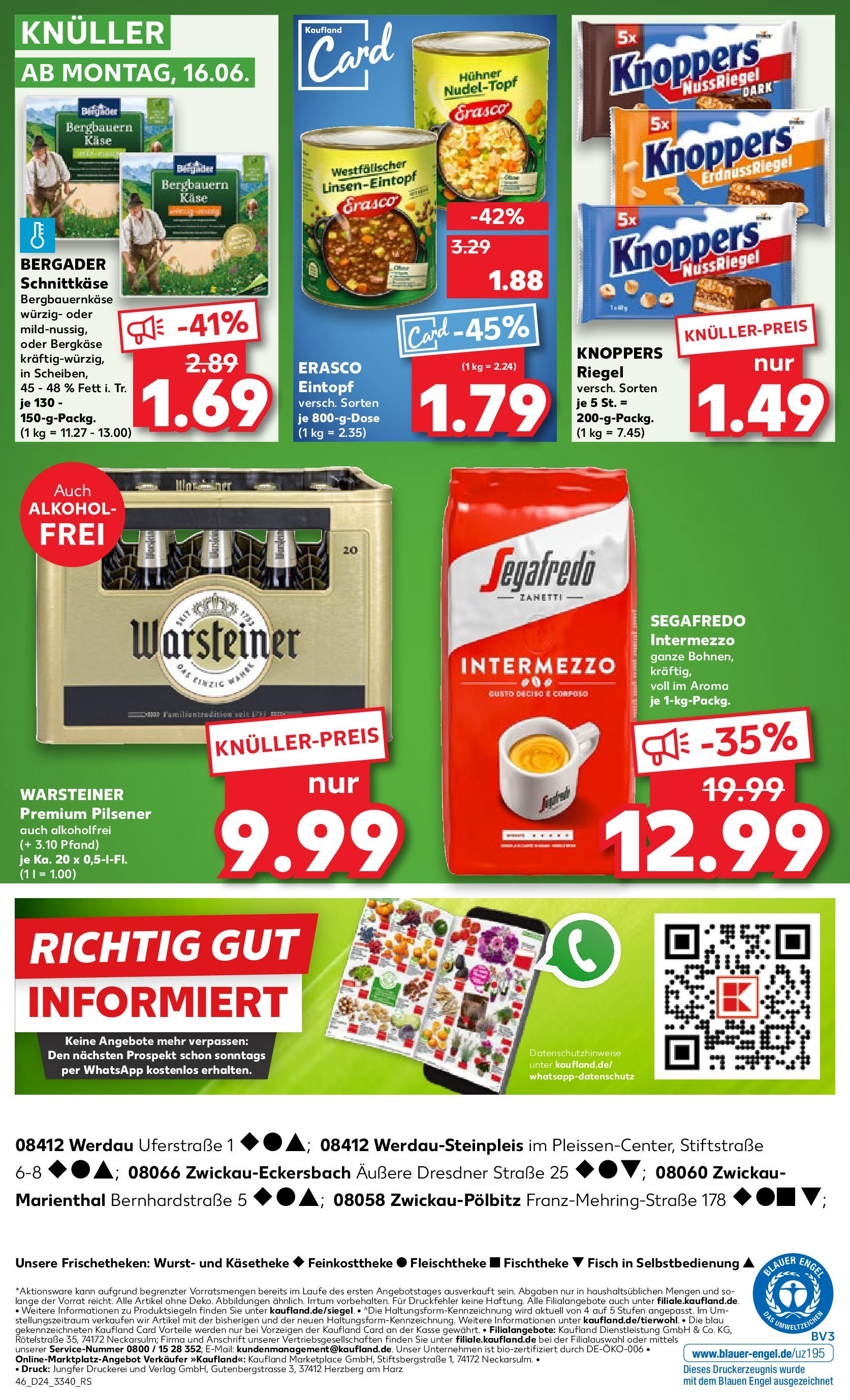 Prospekt Kaufland ab 16.06.2025 » Angebote Online zum Blättern | Seite: 7 | Produkte: Käse, Knoppers, Erasco, Segafredo