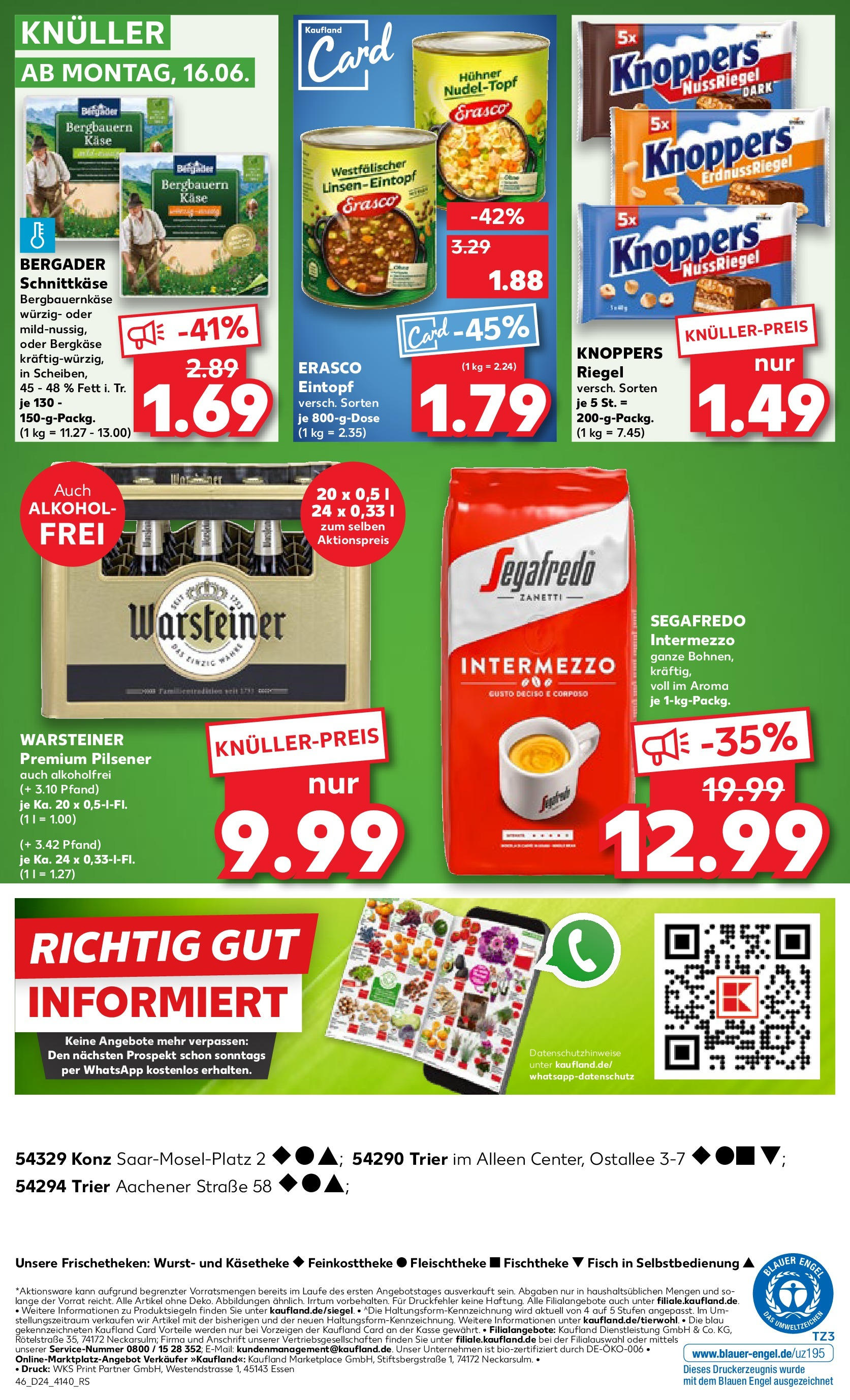 Prospekt Kaufland ab 16.06.2025 » Angebote Online zum Blättern | Seite: 7 | Produkte: Käse, Wurst, Erasco, Segafredo