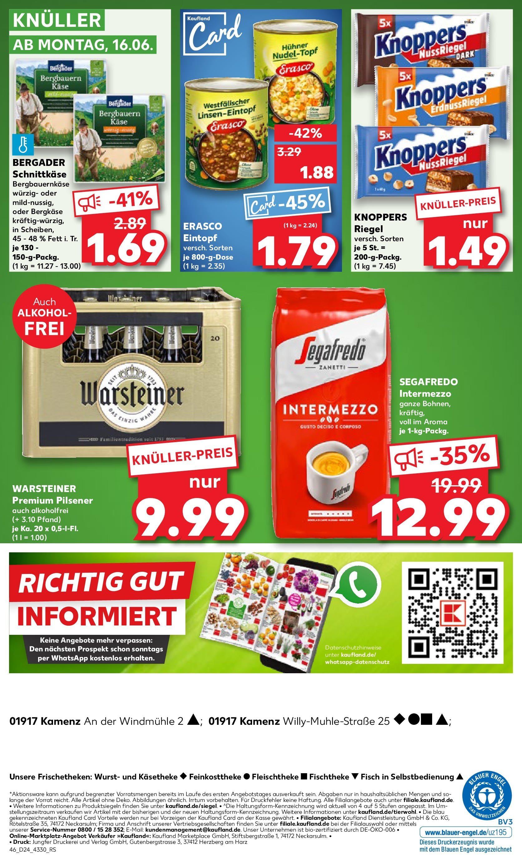 Prospekt Kaufland ab 11.06.2025 » Angebote Online zum Blättern | Seite: 46 | Produkte: Käse, Warsteiner, Wurst, Knoppers
