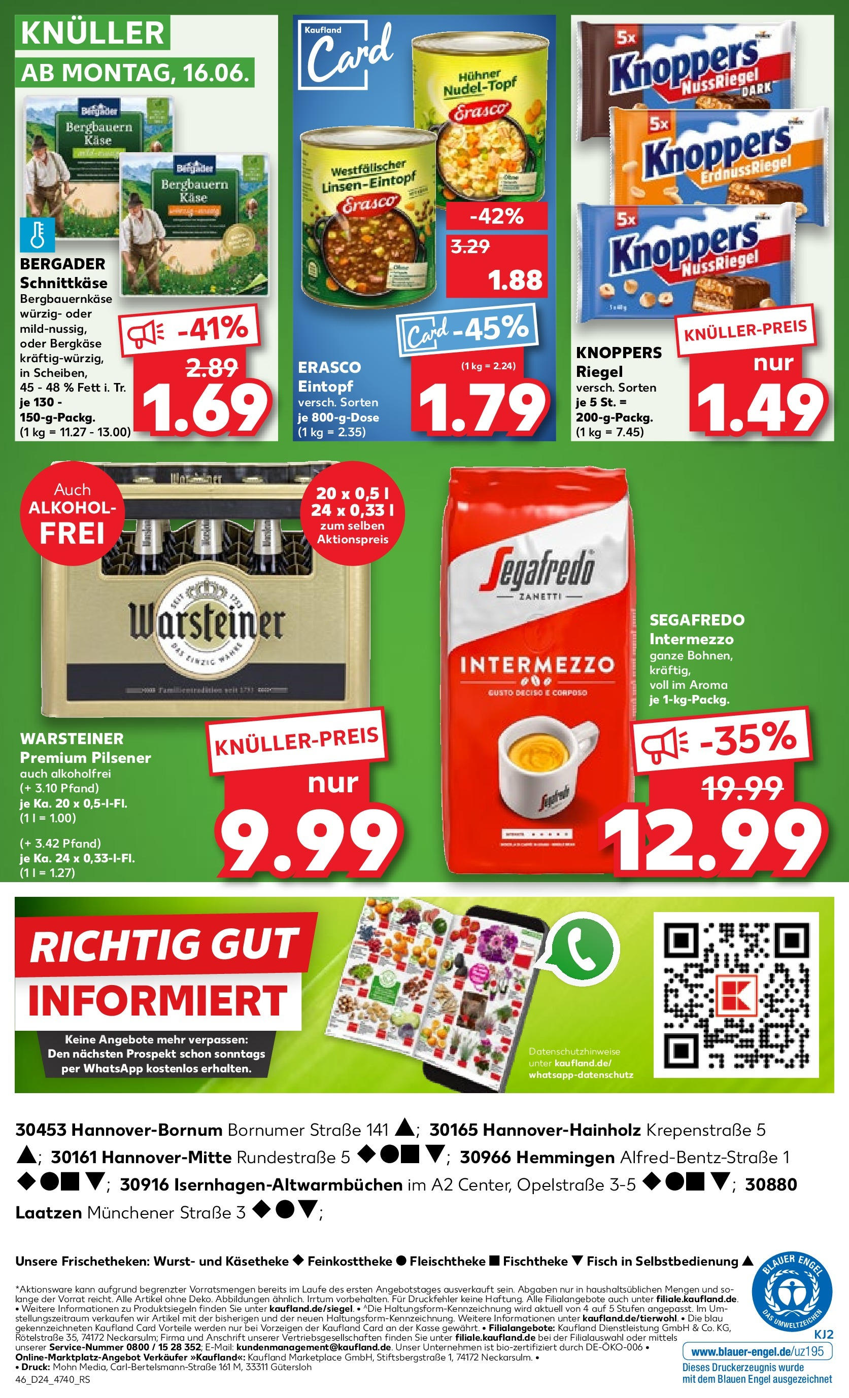 Prospekt Kaufland ab 11.06.2025 » Angebote und Werbung Online | Seite: 50 | Produkte: Käse, Wurst, Knoppers, Segafredo Prospekt Kaufland ab 11.06.2025 » Angebote Online zum Blättern | Seite: 50 | Produkte: Käse, Wurst, Knoppers, Segafredo