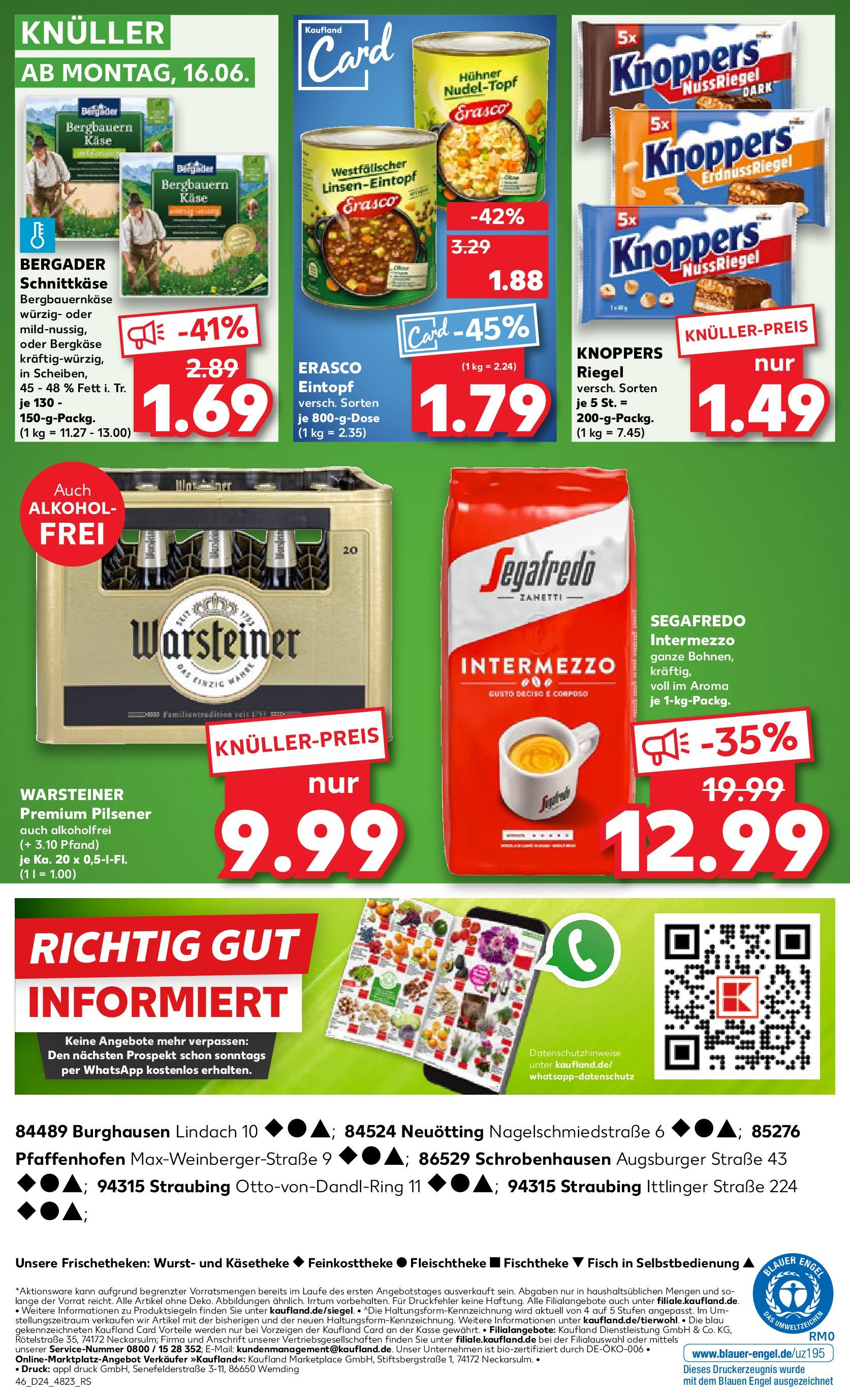 Prospekt Kaufland ab 15.06.2025 » Angebote Online zum Blättern | Seite: 7 | Produkte: Käse, Warsteiner, Knoppers, Segafredo