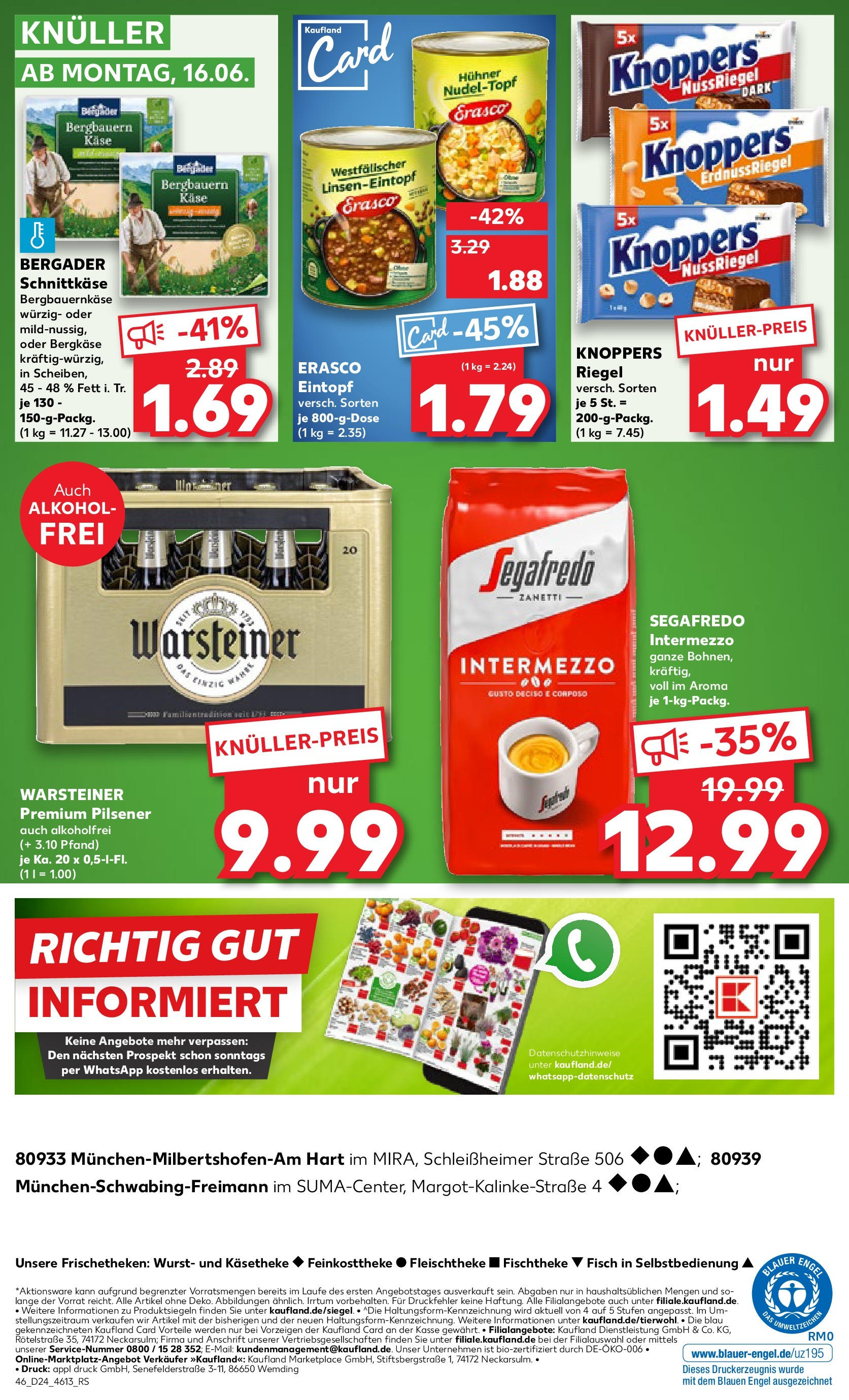 Prospekt Kaufland ab 11.06.2025 » Angebote Online zum Blättern | Seite: 46 | Produkte: Fisch, Knoppers, Erasco, Segafredo