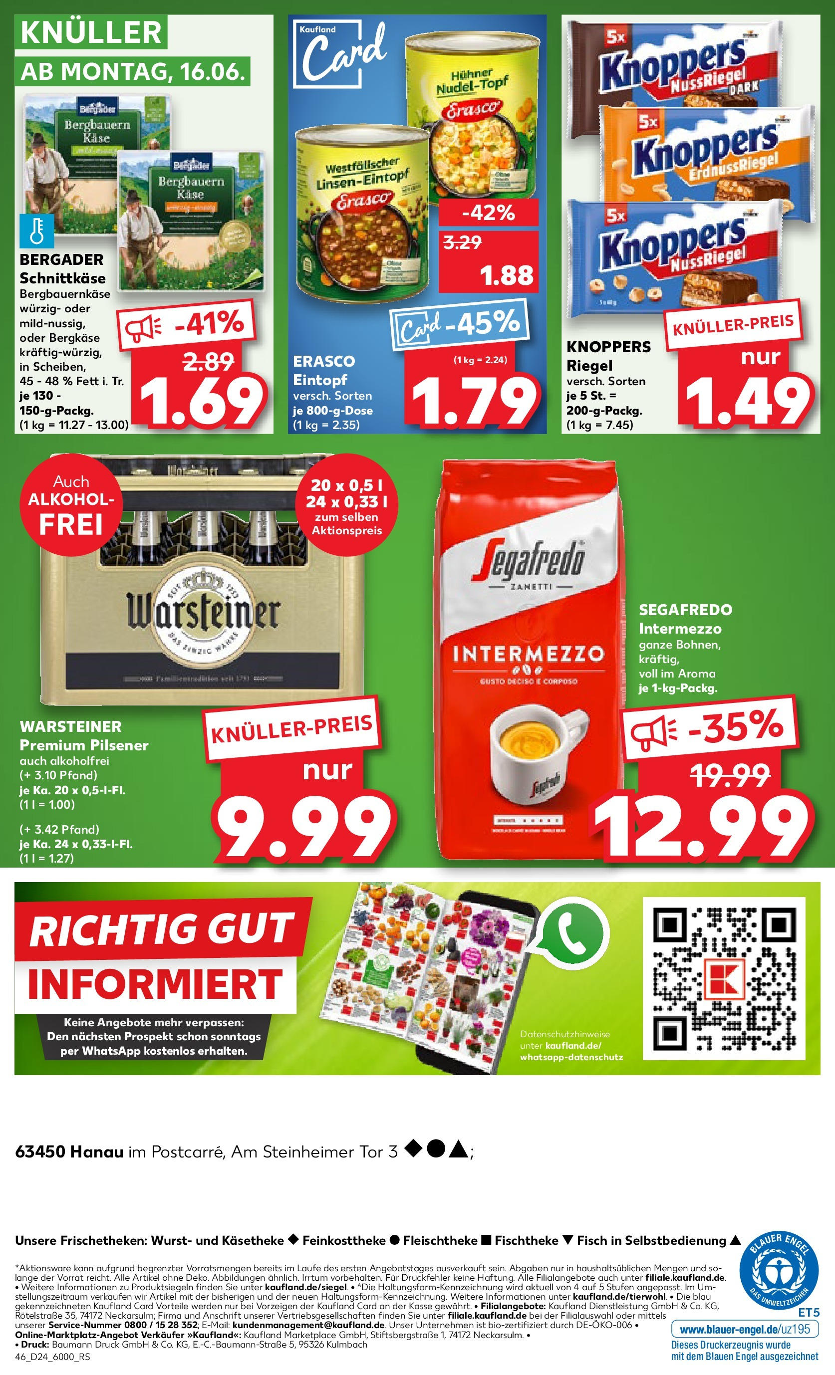 Prospekt Kaufland ab 11.06.2025 » Angebote Online zum Blättern | Seite: 46 | Produkte: Käse, Fisch, Warsteiner, Segafredo