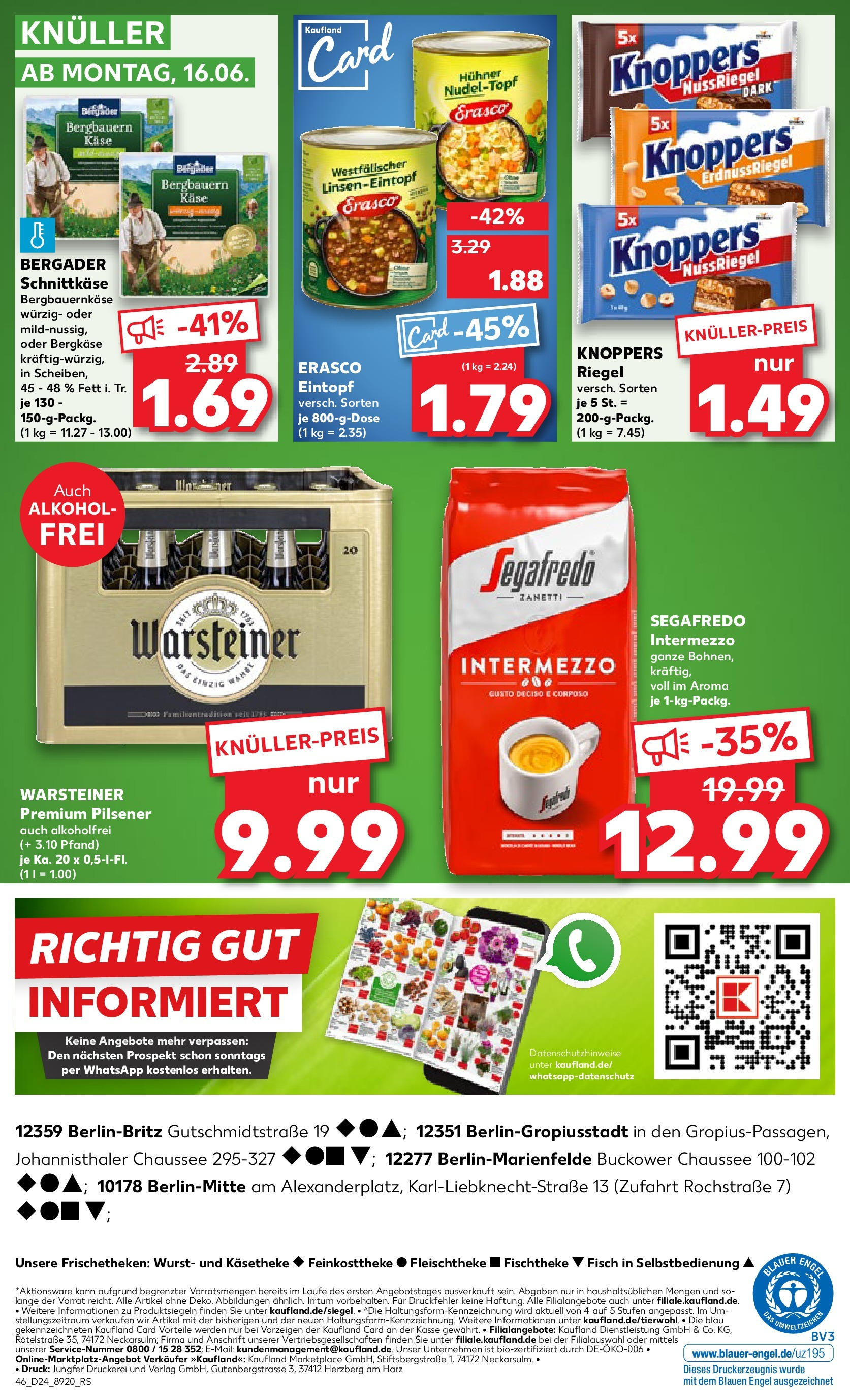 Prospekt Kaufland ab 11.06.2025 » Angebote Online zum Blättern | Seite: 46 | Produkte: Fisch, Warsteiner, Wurst, Erasco