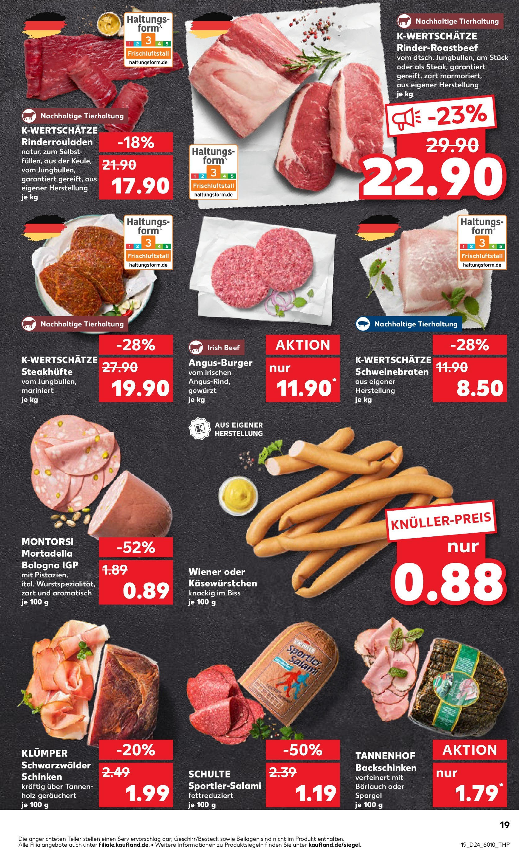 Prospekt Kaufland ab 11.06.2025 » Angebote Online zum Blättern | Seite: 19 | Produkte: Rinderrouladen, Burger, Salami, Steak