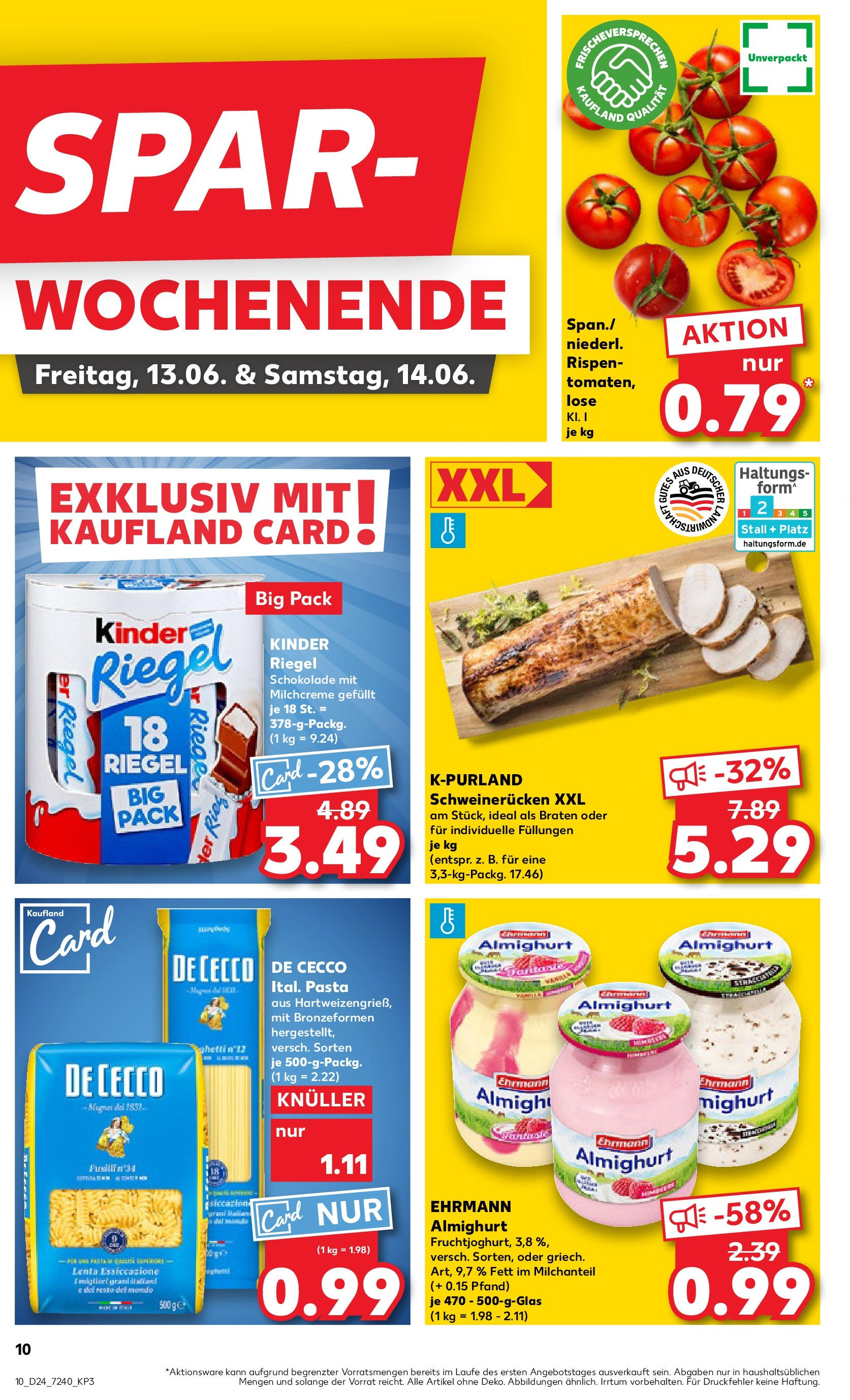 Prospekt Kaufland ab 11.06.2025 » Angebote Online zum Blättern | Seite: 10 | Produkte: Kinder schokolade, Kinder riegel, Schweinerucken, Pasta