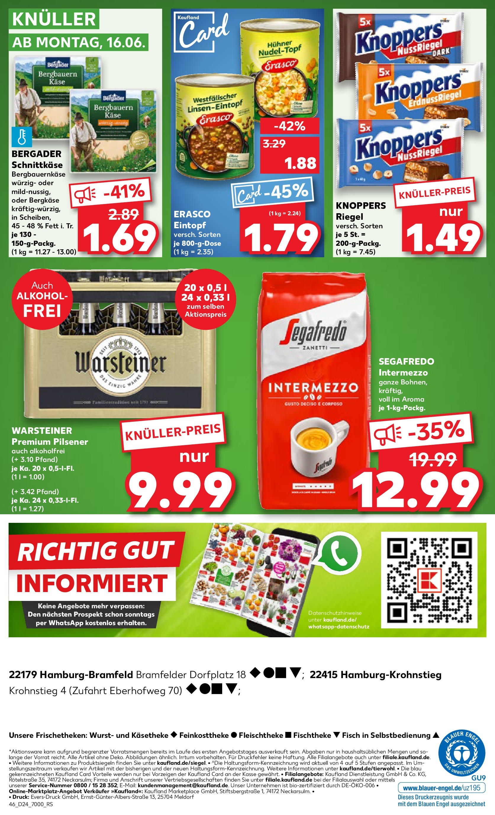 Prospekt Kaufland ab 11.06.2025 » Angebote Online zum Blättern | Seite: 46 | Produkte: Käse, Warsteiner, Wurst, Erasco