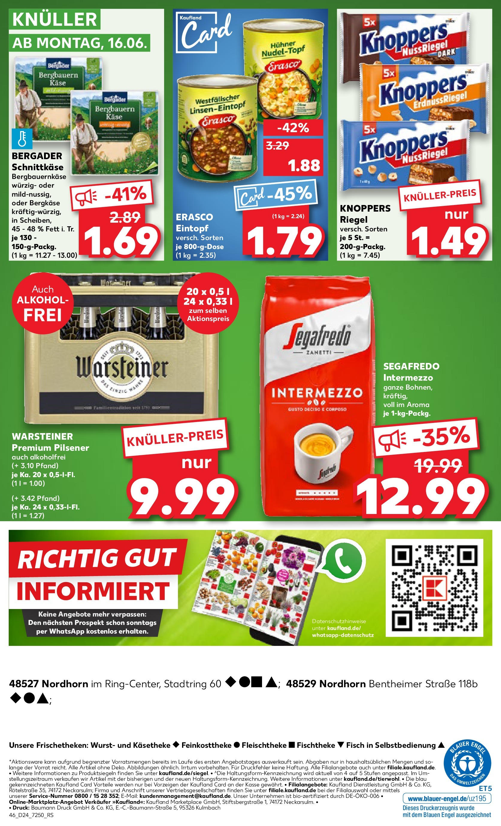 Prospekt Kaufland ab 11.06.2025 » Angebote Online zum Blättern | Seite: 46 | Produkte: Käse, Warsteiner, Wurst, Knoppers