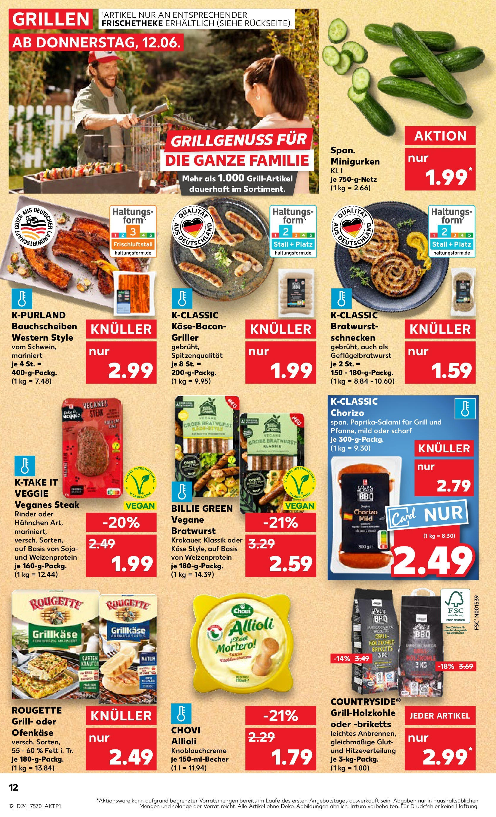 Prospekt Kaufland ab 11.06.2025 » Angebote Online zum Blättern | Seite: 12 | Produkte: Käse, Bratwurst, Steak, Griller