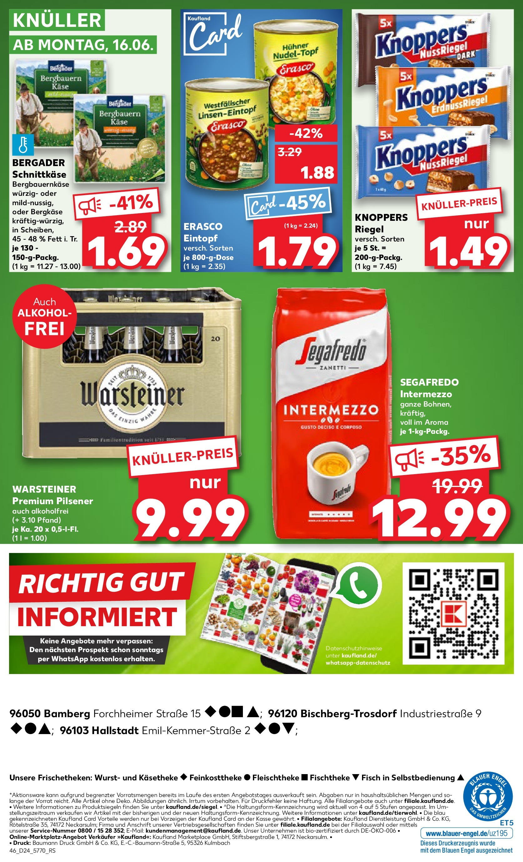 Prospekt Kaufland ab 11.06.2025 » Angebote Online zum Blättern | Seite: 46 | Produkte: Fisch, Warsteiner, Wurst, Knoppers