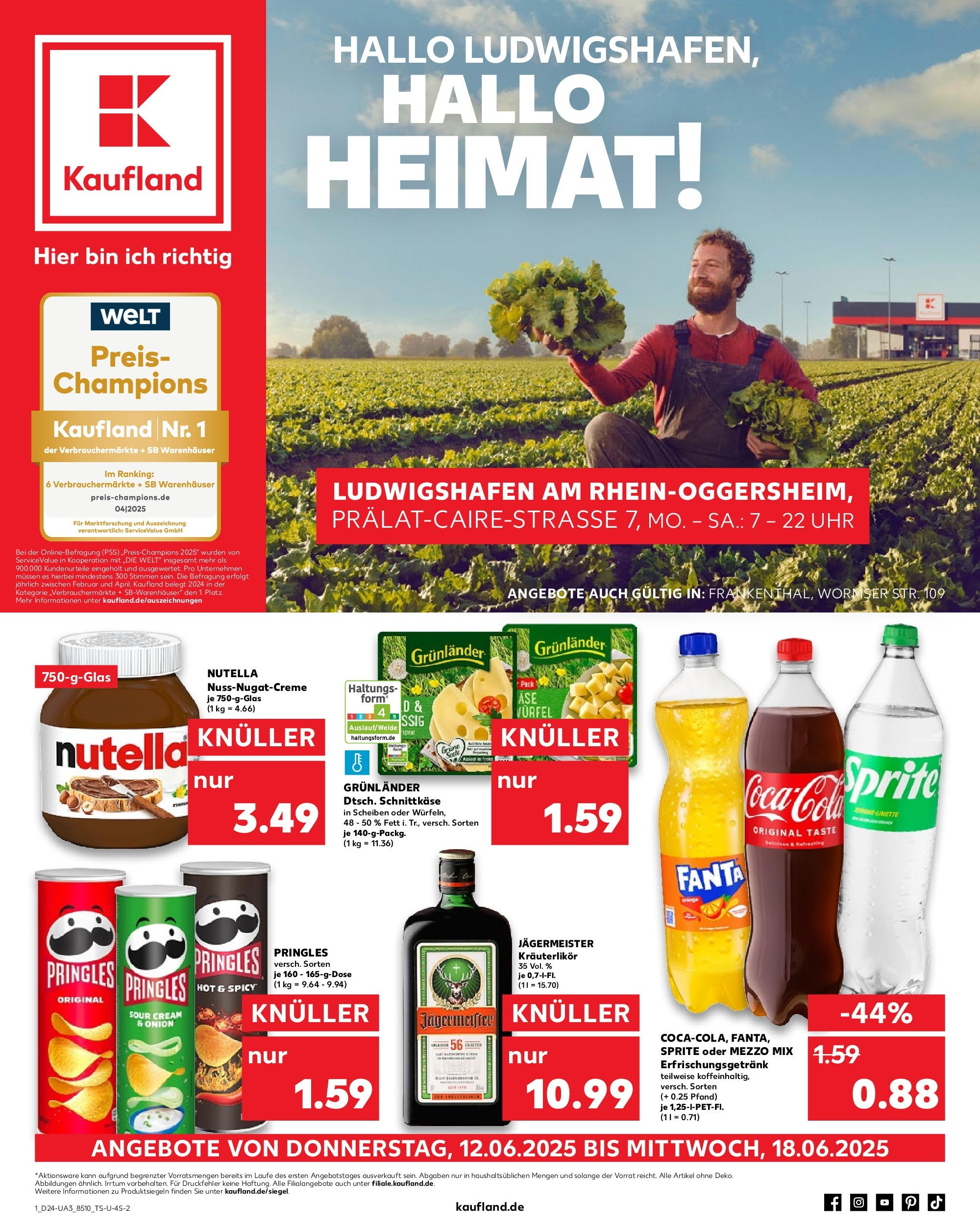 Prospekt Kaufland ab 11.06.2025 » Angebote und Werbung Online | Seite: 1 | Produkte: Fanta, Grunlander, Limette, Pringles Prospekt Kaufland ab 11.06.2025 » Angebote Online zum Blättern | Seite: 1 | Produkte: Fanta, Grunlander, Limette, Pringles