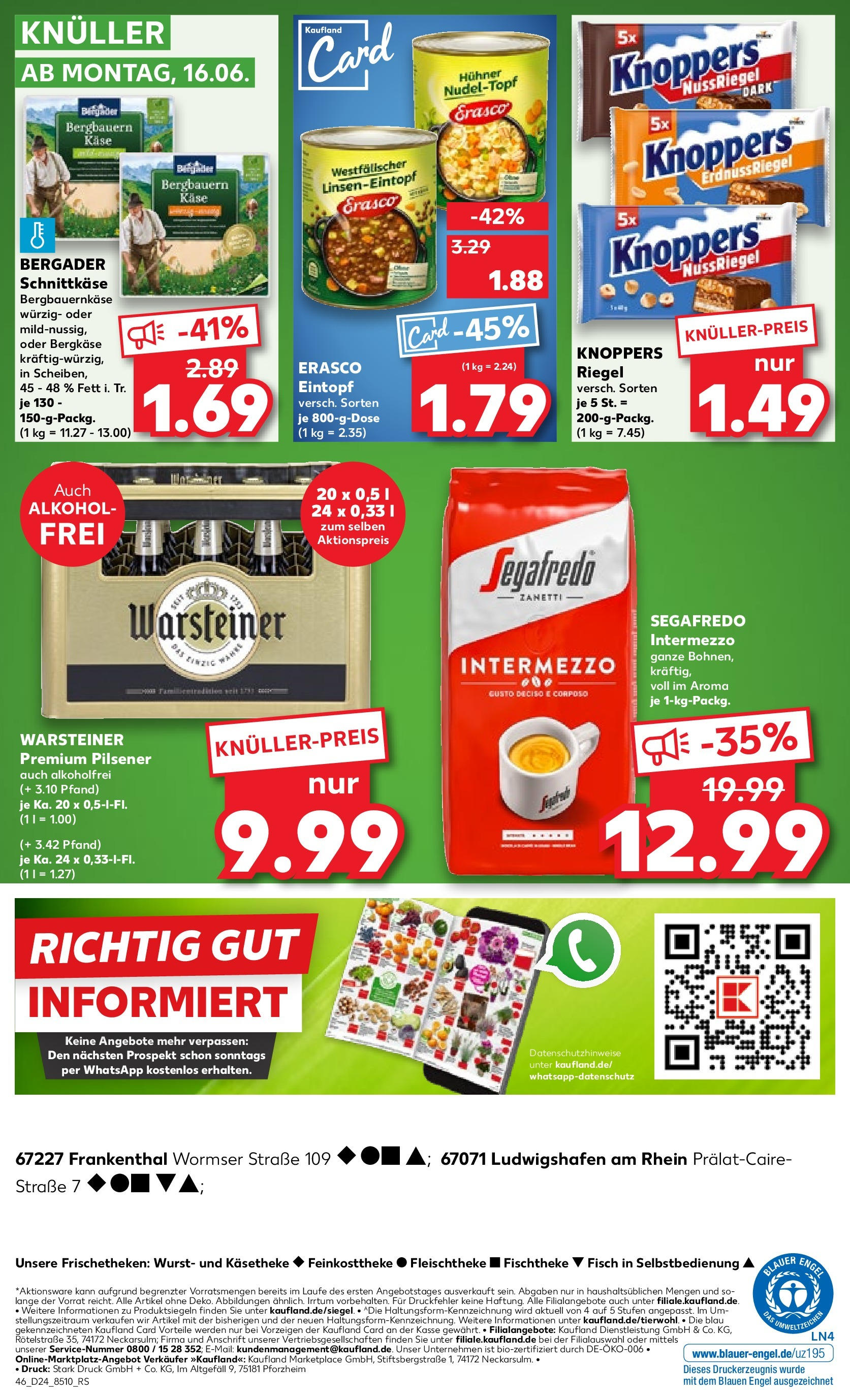 Prospekt Kaufland ab 11.06.2025 » Angebote und Werbung Online | Seite: 50 | Produkte: Käse, Warsteiner, Knoppers, Erasco Prospekt Kaufland ab 11.06.2025 » Angebote Online zum Blättern | Seite: 50 | Produkte: Käse, Warsteiner, Knoppers, Erasco