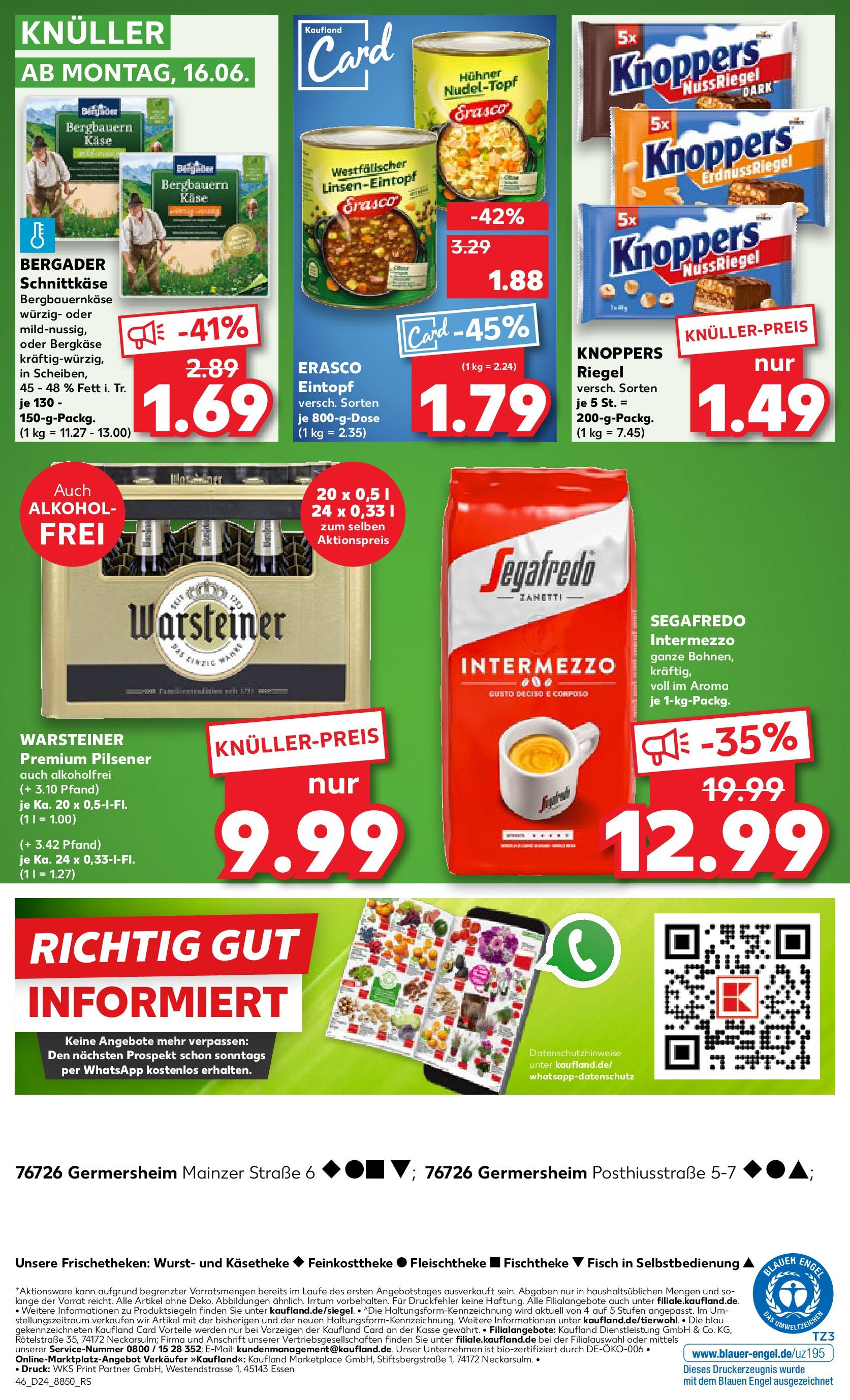 Prospekt Kaufland ab 11.06.2025 » Angebote Online zum Blättern | Seite: 46 | Produkte: Käse, Fisch, Warsteiner, Knoppers