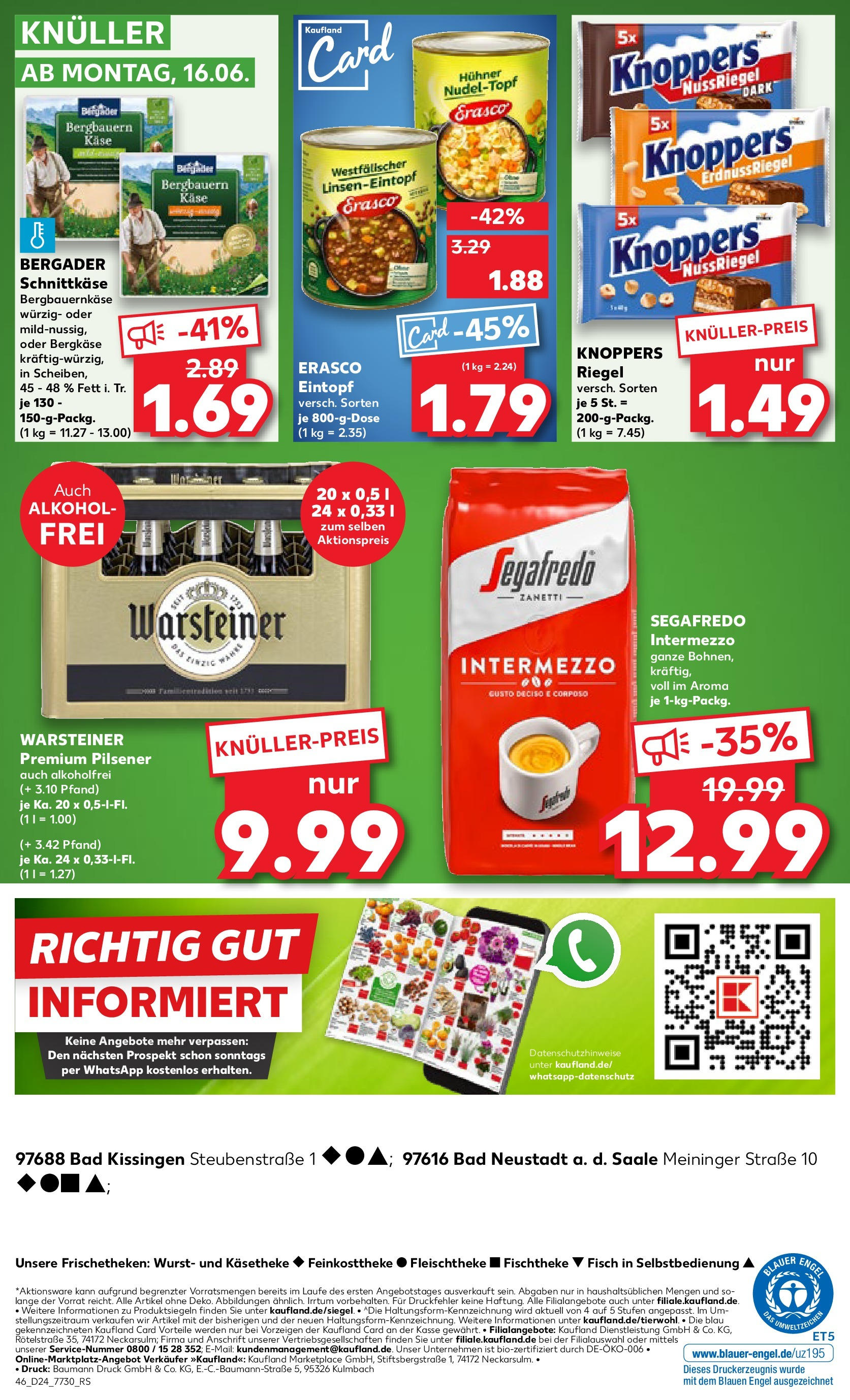 Prospekt Kaufland ab 11.06.2025 » Angebote Online zum Blättern | Seite: 46 | Produkte: Bad, Wurst, Knoppers, Segafredo