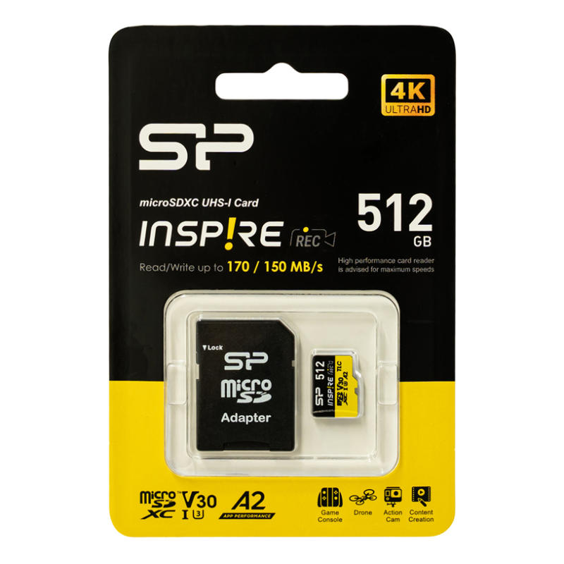 Карта памет SILICON POWER INSPIRE 512GB КЛАС C10, UHS-I U3,V30,A2