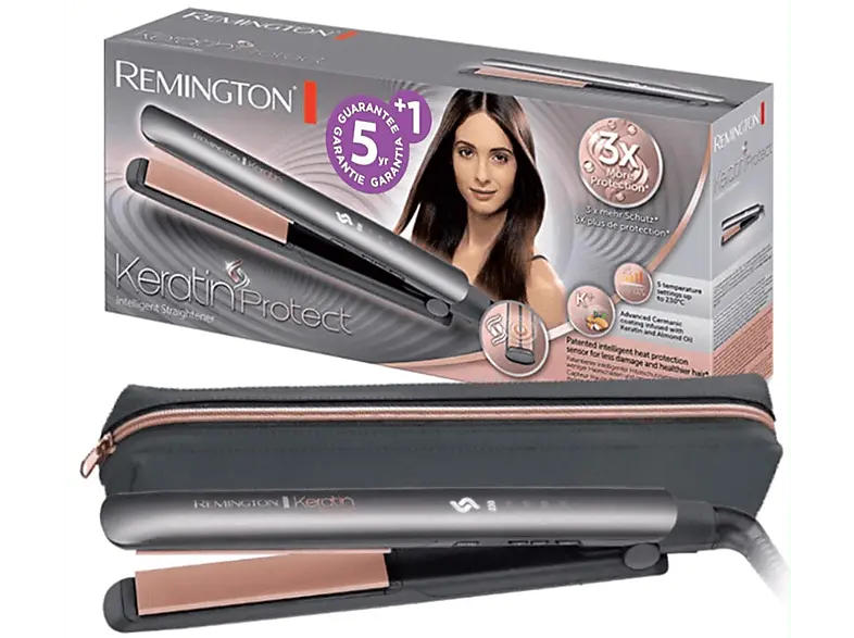 Remington S8598 Protect Haarglätter (Temperaturstufen: 5, Grau, Rosé)
