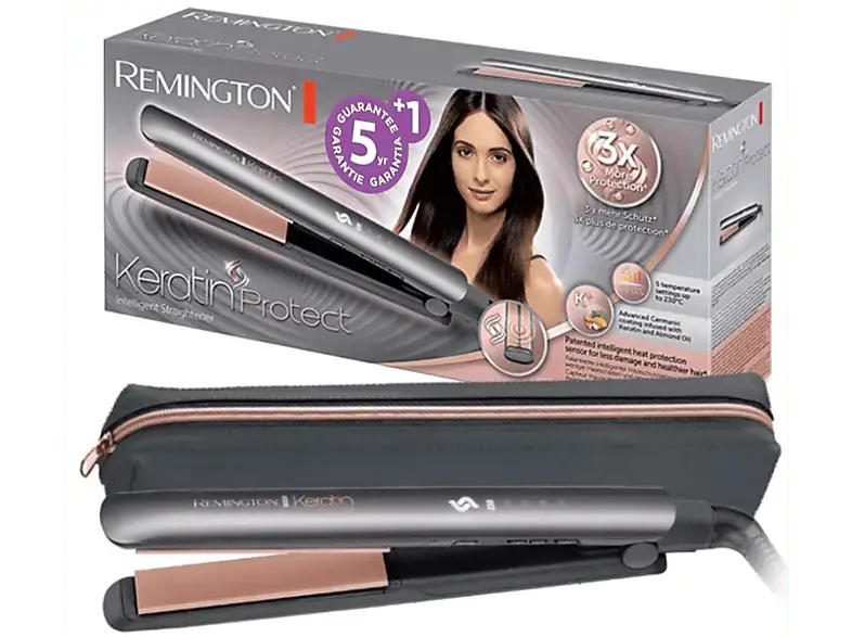 Remington S8598 Protect Haarglätter (Temperaturstufen: 5, Grau, Rosé)