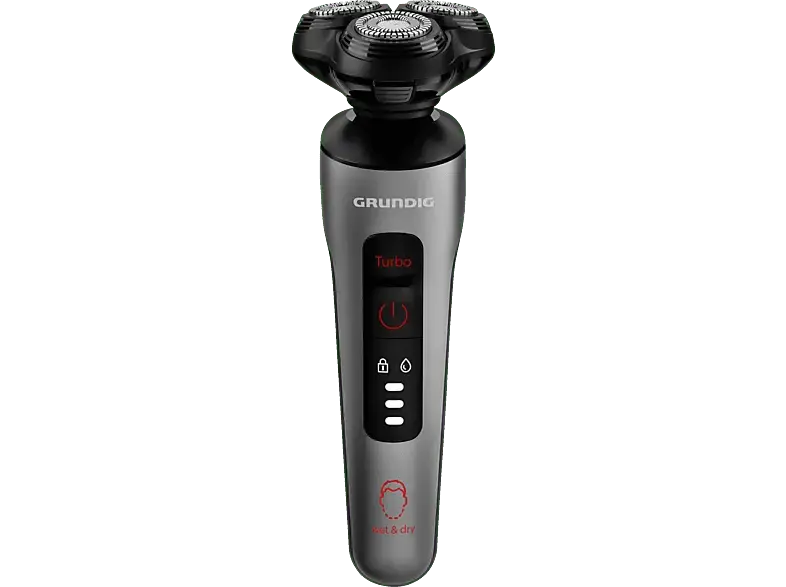 GRundIG MS 8130 Rasierer (Akkubetrieb, Dunkles Mattchrom/Rot, Beweglich gelagerte rotierende Scherköpfe)