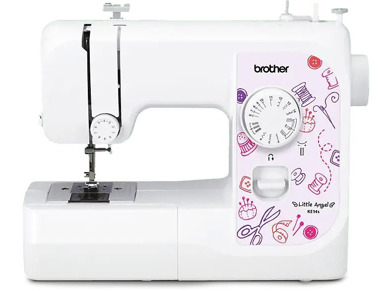 Brother KE14S Little Angel 14-Stiche Nähmaschine, mit Fingerschutz (50 Watt, 4 Stufen)
