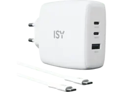 ISY IAC-5100-WT GAN Ladegerät, 100 W, inkl. 2m Ladekabel, Weiß; Ladeset