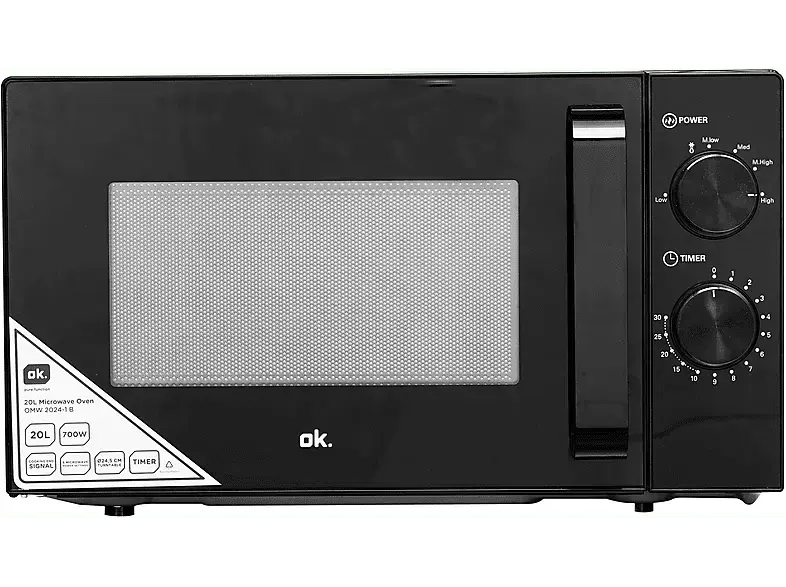 ok. OMW 2024-1 B solo Mikrowelle (700 Watt, Freistehend, 20 l, Schwarz)