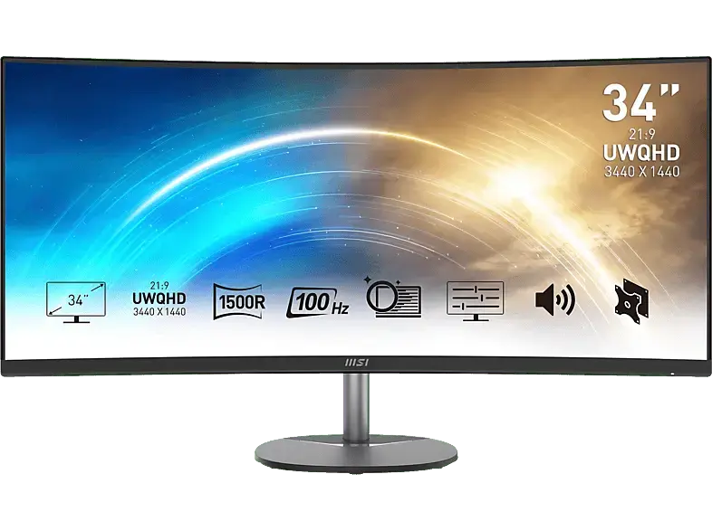 MSI pro MP341CQDE 34 Zoll Business Monitor, UWQHD, 1 ms Reaktionszeit, 300 cd/m², Schwarz