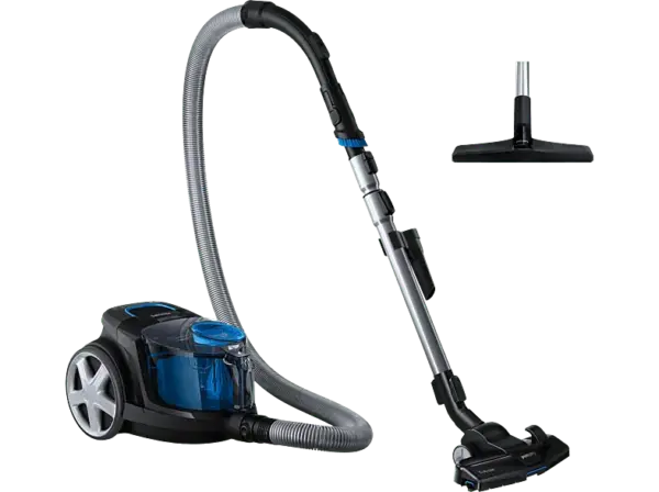 Philips FC9331/09 PowerPro Compact Beutelloser Staubsauger mit 4 Düsen (76 dB(A), maximale Leistung: 900 Watt, Tiefschwarz)
