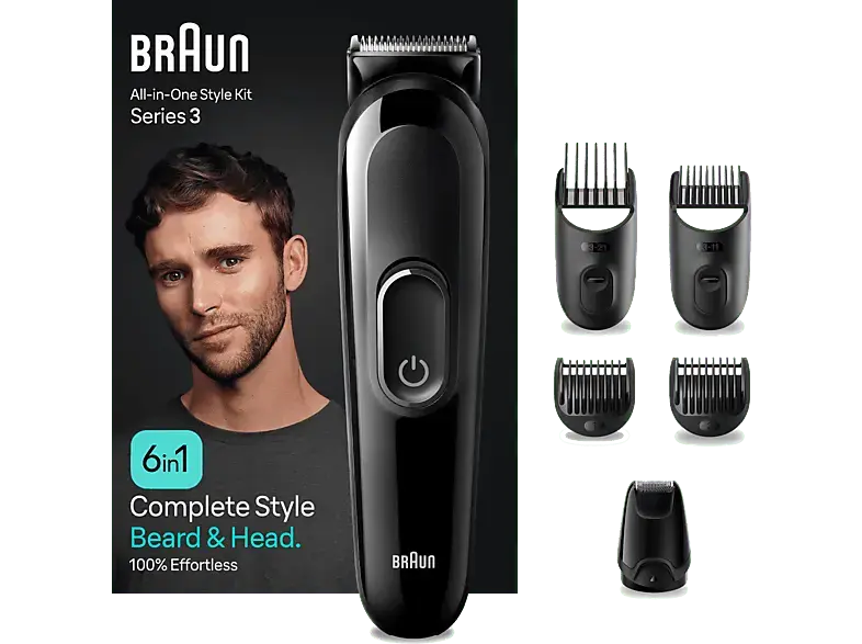 Braun MGK 3410 All-in-One Style Bartpflege Bodygroomer Set, Black/Black, Akkubetrieb