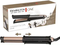 Remington S6077 one Straight & Curl Styler Glätteisen (Keramik, Temperaturstufen: 5, Schwarz)