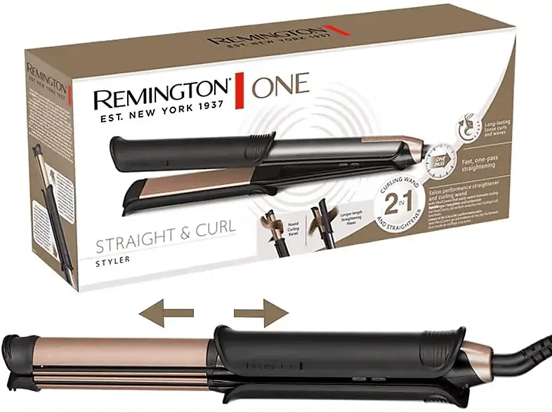Remington S6077 one Straight & Curl Styler Glätteisen (Keramik, Temperaturstufen: 5, Schwarz)