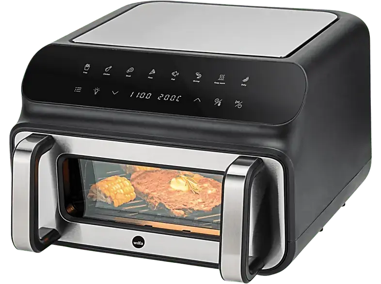 Wilfa AFG-10 dualFRY Grill Heißluftfritteuse mit zweiHeizelementen (10 l, 2000 Watt, Silber)