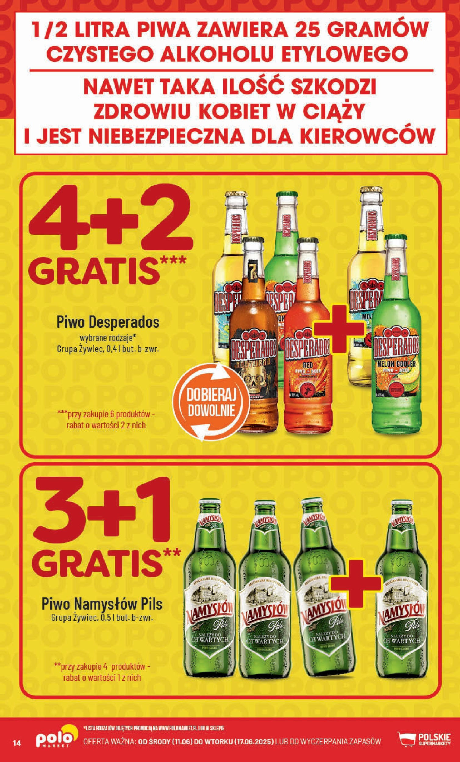 POLOmarket gazetka od jutra (11.06.2025) | Nowa PDF | Strona: 14 | Produkty: Melon, Piwo Desperados, Piwo, Piwo Namysłów POLOmarket gazetka od jutra (11.06.2025) - Nowa PDF | Strona: 14 | Produkty: Melon, Piwo Desperados, Piwo, Piwo Namysłów