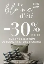 BHV Du 4 juin au 22 juillet :-30% et plus sur une sélection d'articles blanc et literie signalés - au 22.07.2025
