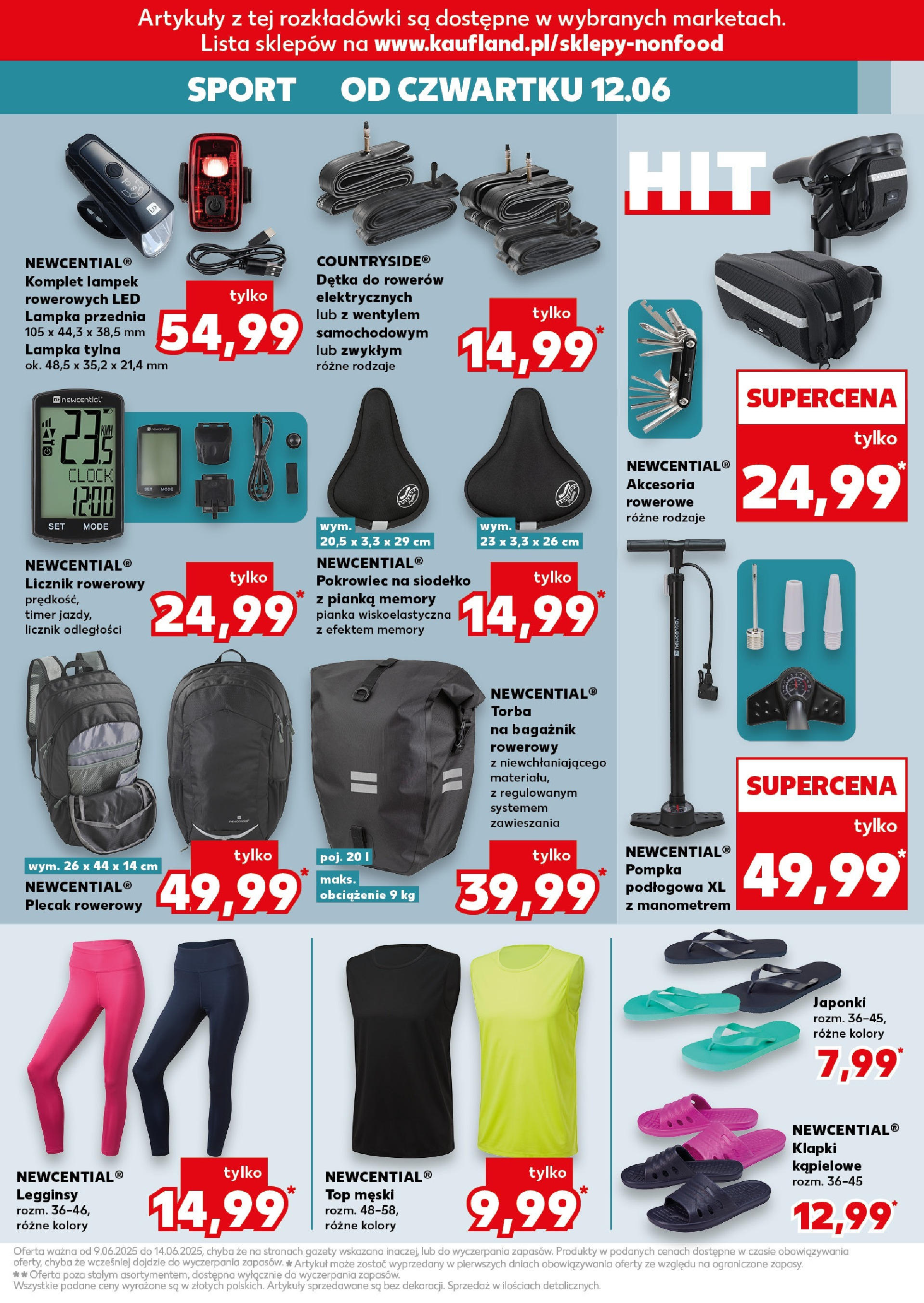 Kaufland gazetka - Mega okazje od 12.06.2025 - od jutra PDF | Strona: 15 | Produkty: Legginsy, Klapki, Torba, Licznik rowerowy