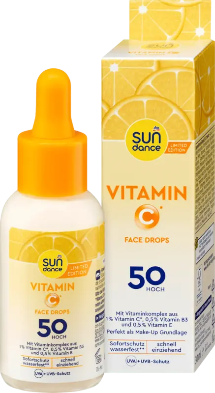 SUNDANCE Sonnenfluid Gesicht drops mit Vitamin C, LSF 50