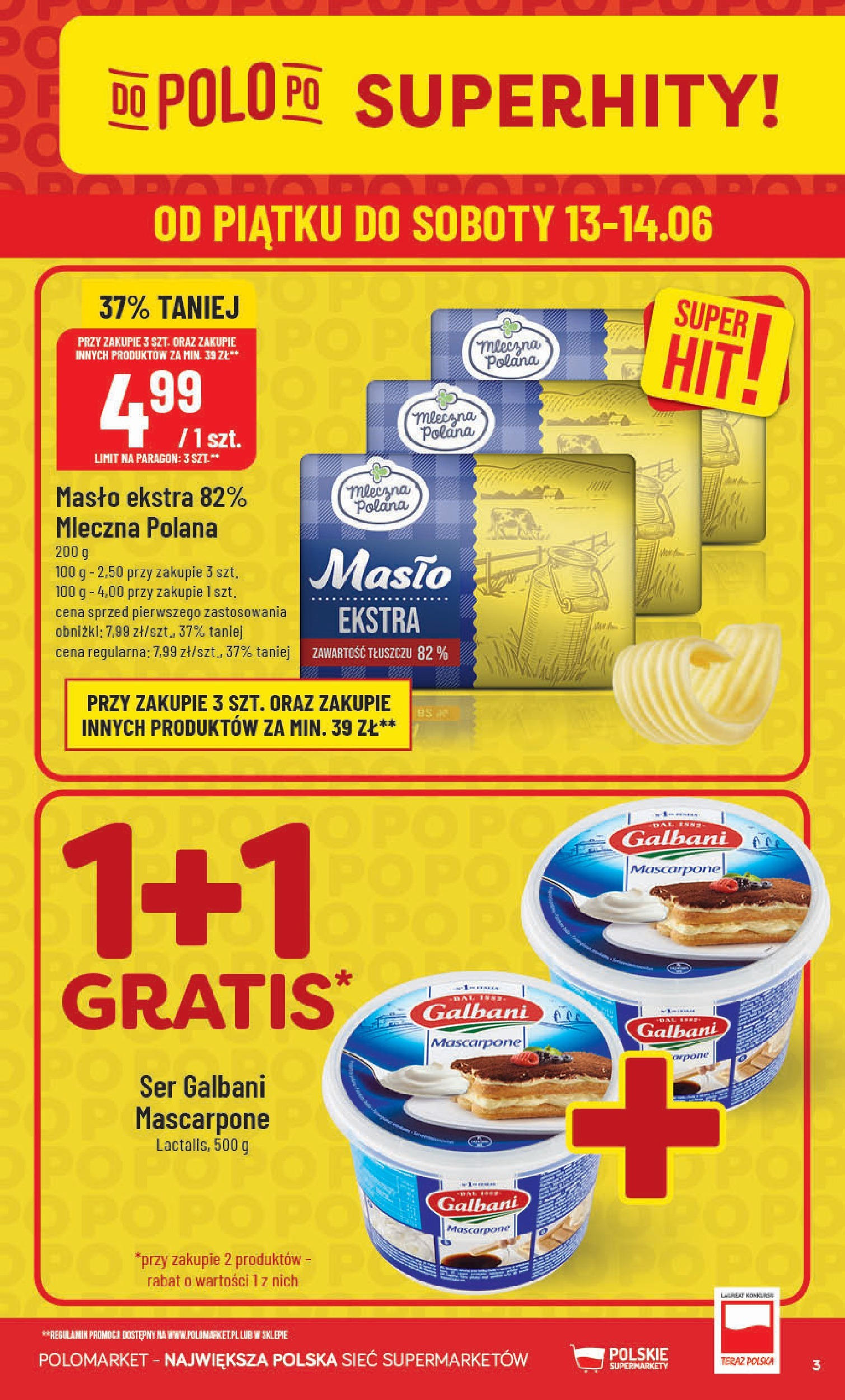 POLOmarket gazetka od jutra (11.06.2025) | Nowa PDF | Strona: 3 | Produkty: Mascarpone, Masło, Ser POLOmarket gazetka od jutra (11.06.2025) - Nowa PDF | Strona: 3 | Produkty: Mascarpone, Masło, Ser