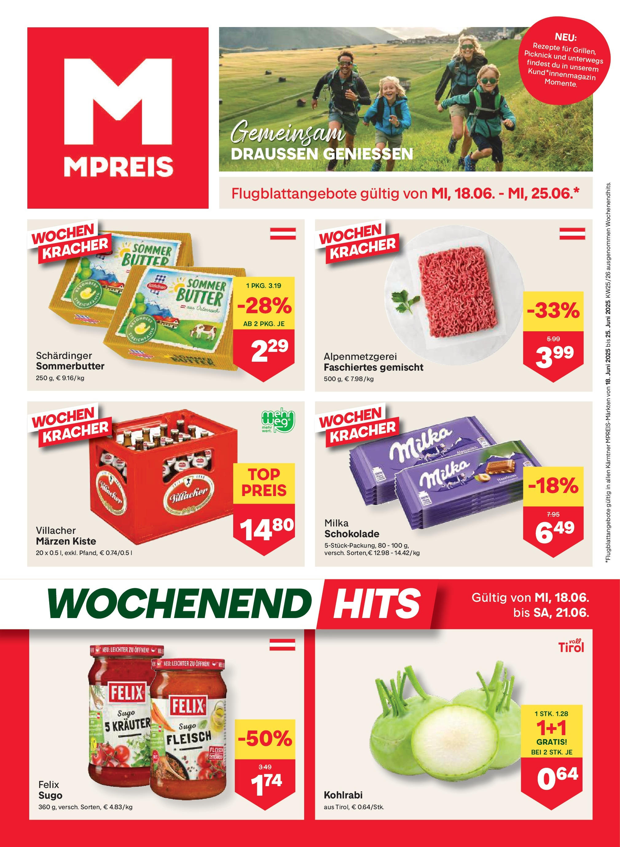 MPREIS Oberdrauburg von 18.06.2025 - Aktuelle Angebote | Seite: 1 | Produkte: Butter, Schokolade