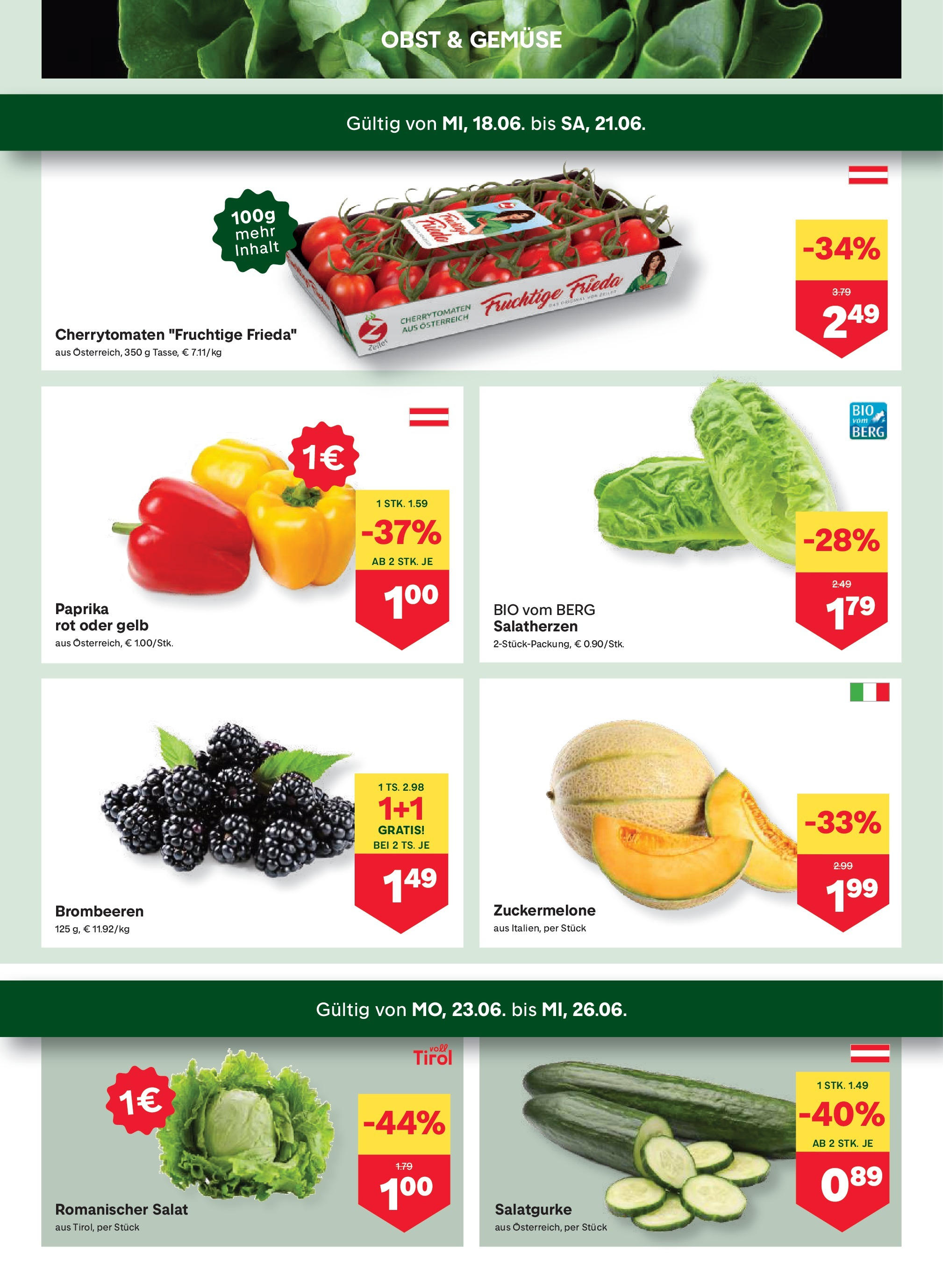 MPREIS Lans von 18.06.2025 - Aktuelle Angebote | Seite: 2 | Produkte: Salat, Gemüse, Obst