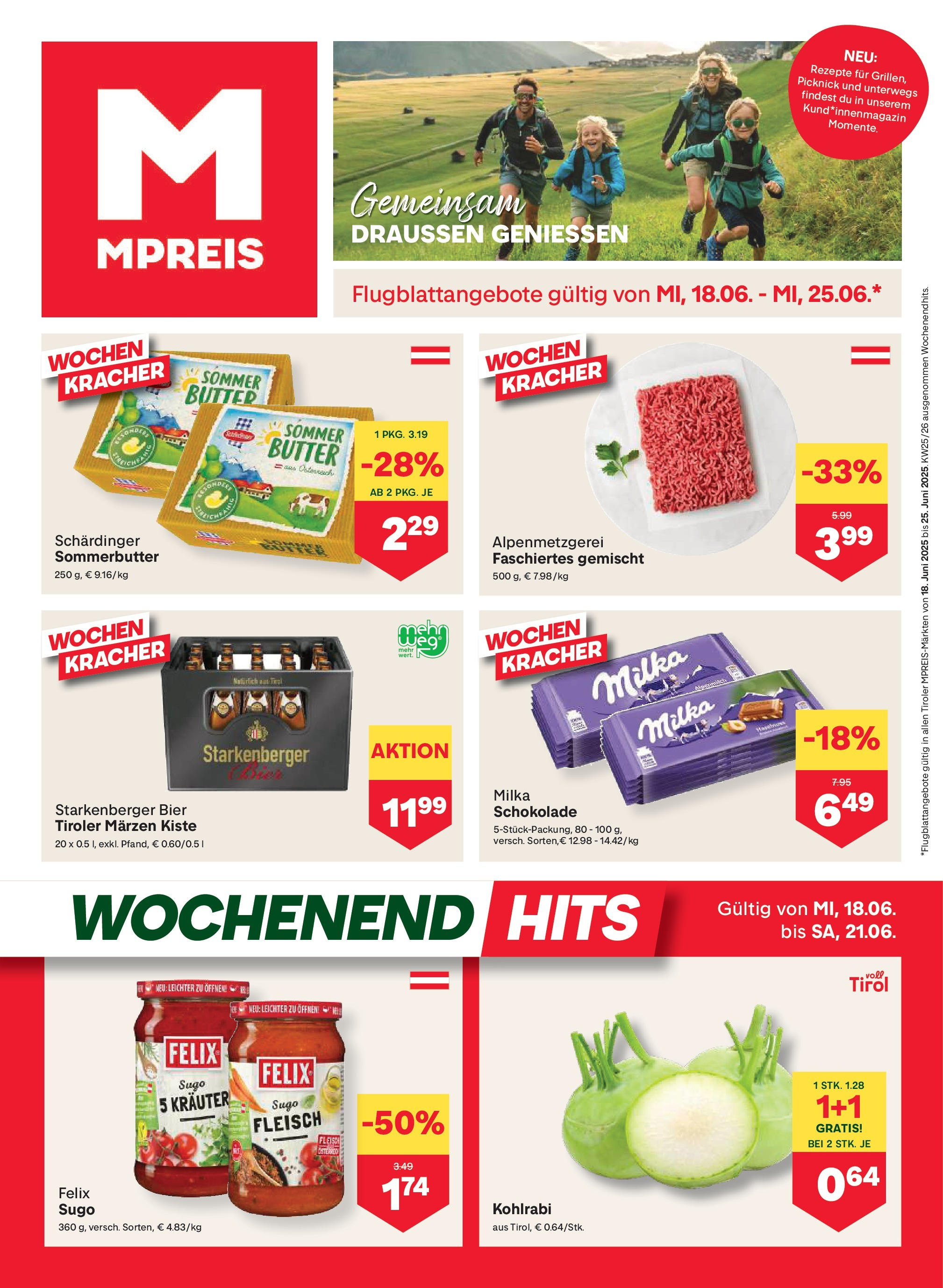 MPREIS Lans von 18.06.2025 - Aktuelle Angebote | Seite: 1 | Produkte: Butter, Schokolade, Bier