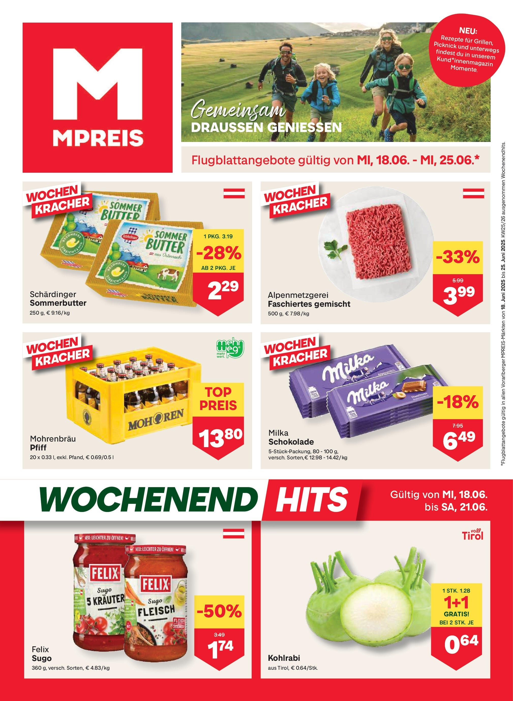 MPREIS Mittelberg von 18.06.2025 - Aktuelle Angebote | Seite: 1 | Produkte: Butter, Schokolade