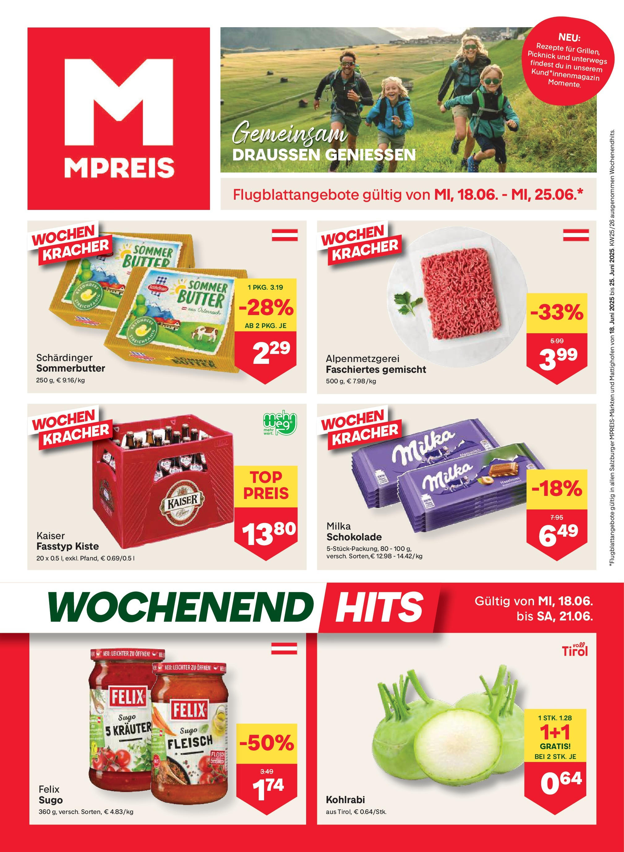 MPREIS Pfarrwerfen von 18.06.2025 - Aktuelle Angebote | Seite: 1 | Produkte: Butter, Schokolade