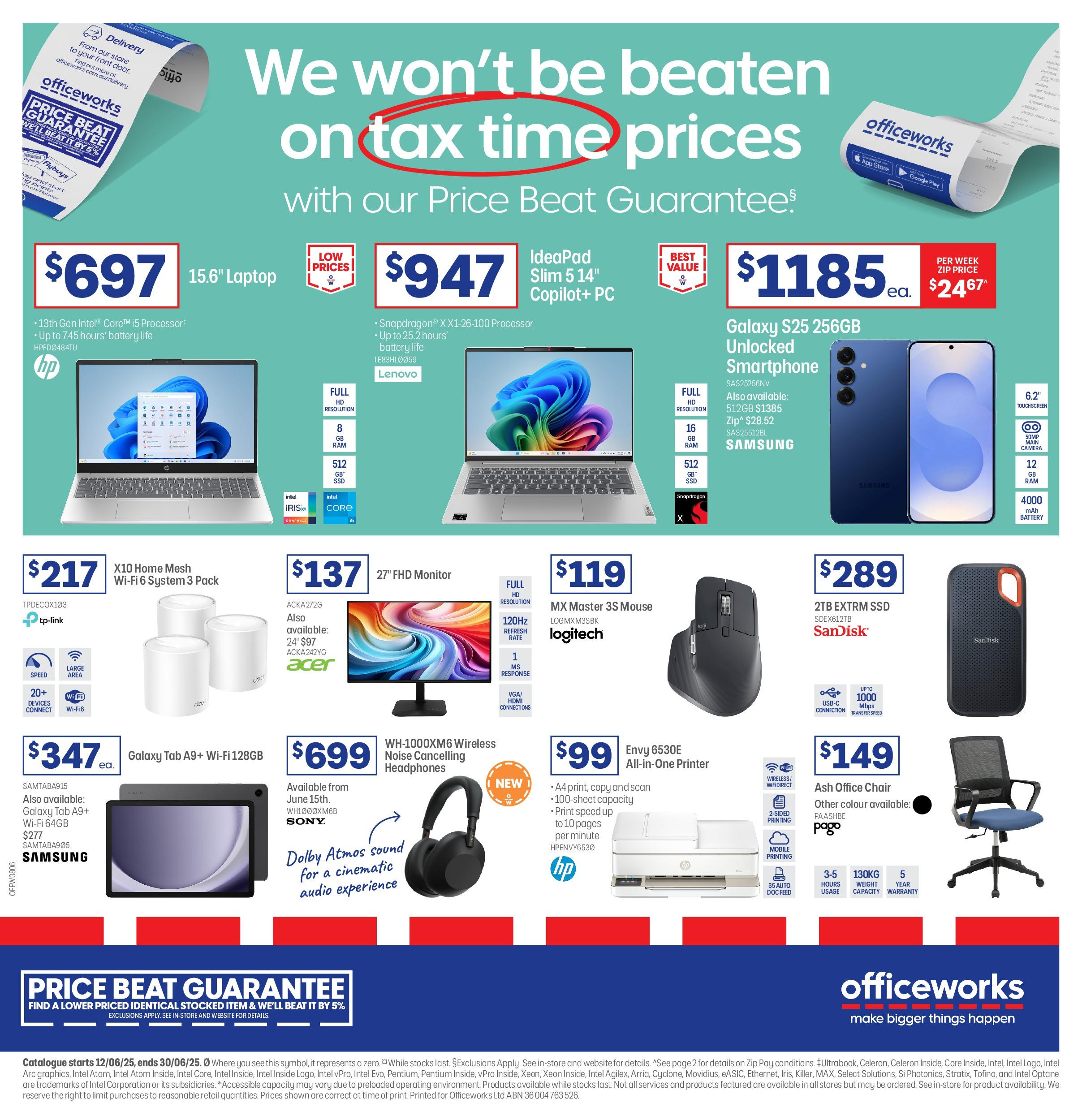 Officeworks - Officeworks EOFY. - 11/06/2025 > weekly / monthly specials | Page: 1 | Products: Battery, Pc, Mouse, Laptop