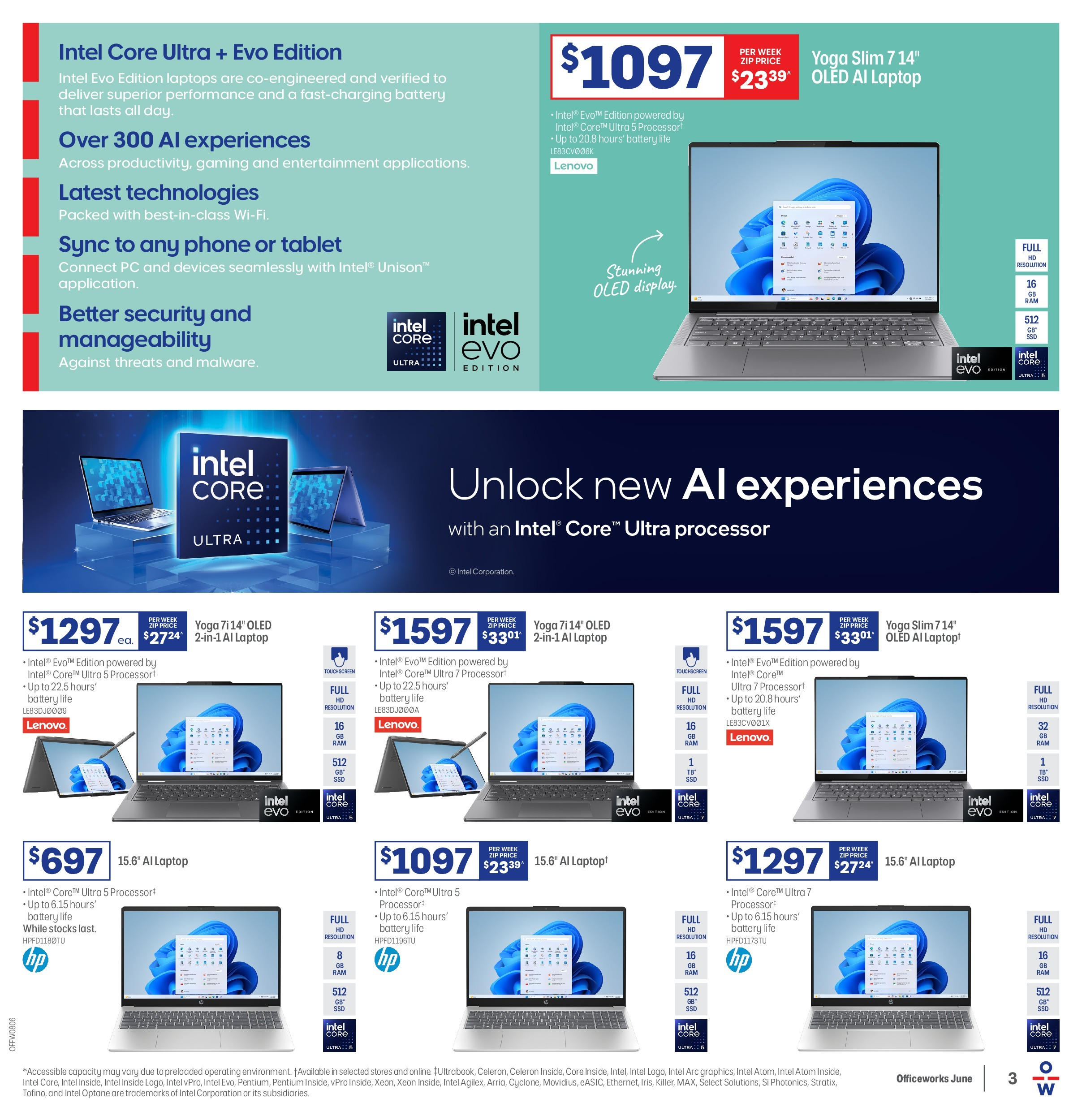 Officeworks - Officeworks EOFY. - 11/06/2025 > weekly / monthly specials | Page: 3 | Products: Battery, Phone, Pc, Laptop