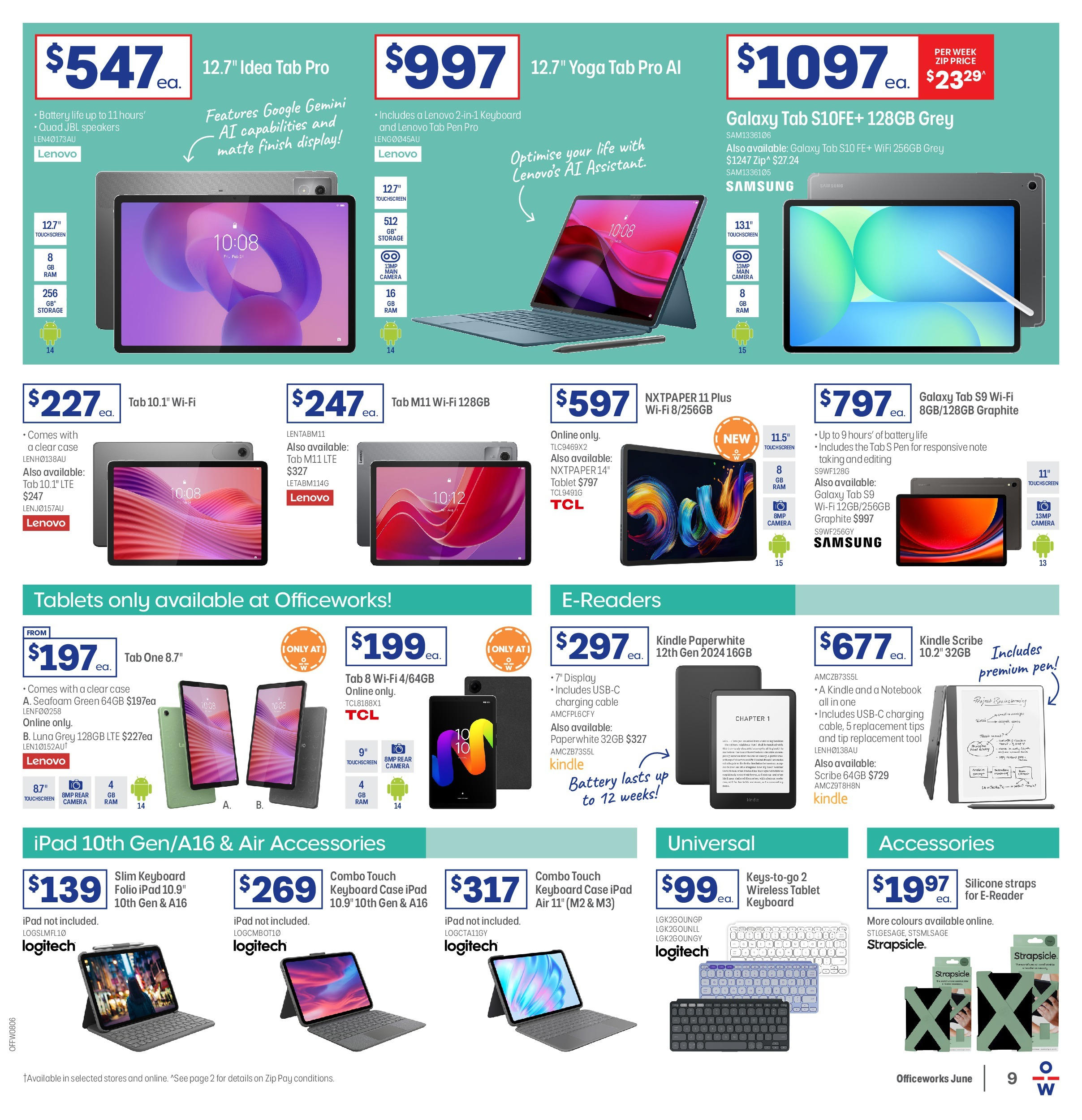 Officeworks - Officeworks EOFY. - 11/06/2025 > weekly / monthly specials | Page: 9 | Products: Battery, Accessories, Tablet, Keyboard