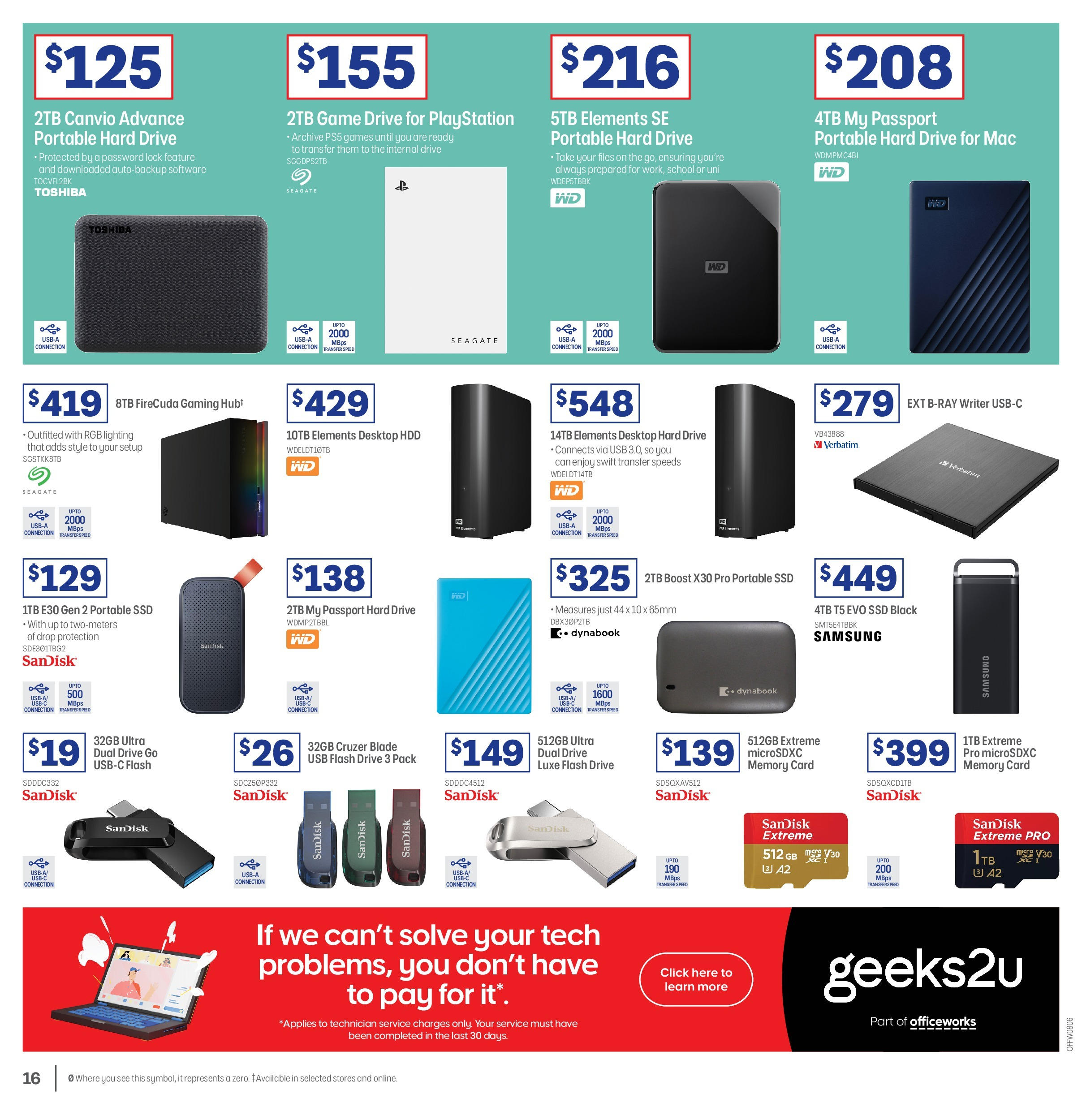 Officeworks - Officeworks EOFY. - 11/06/2025 > weekly / monthly specials | Page: 16 | Products: Memory card, Disk, Usb, Portable