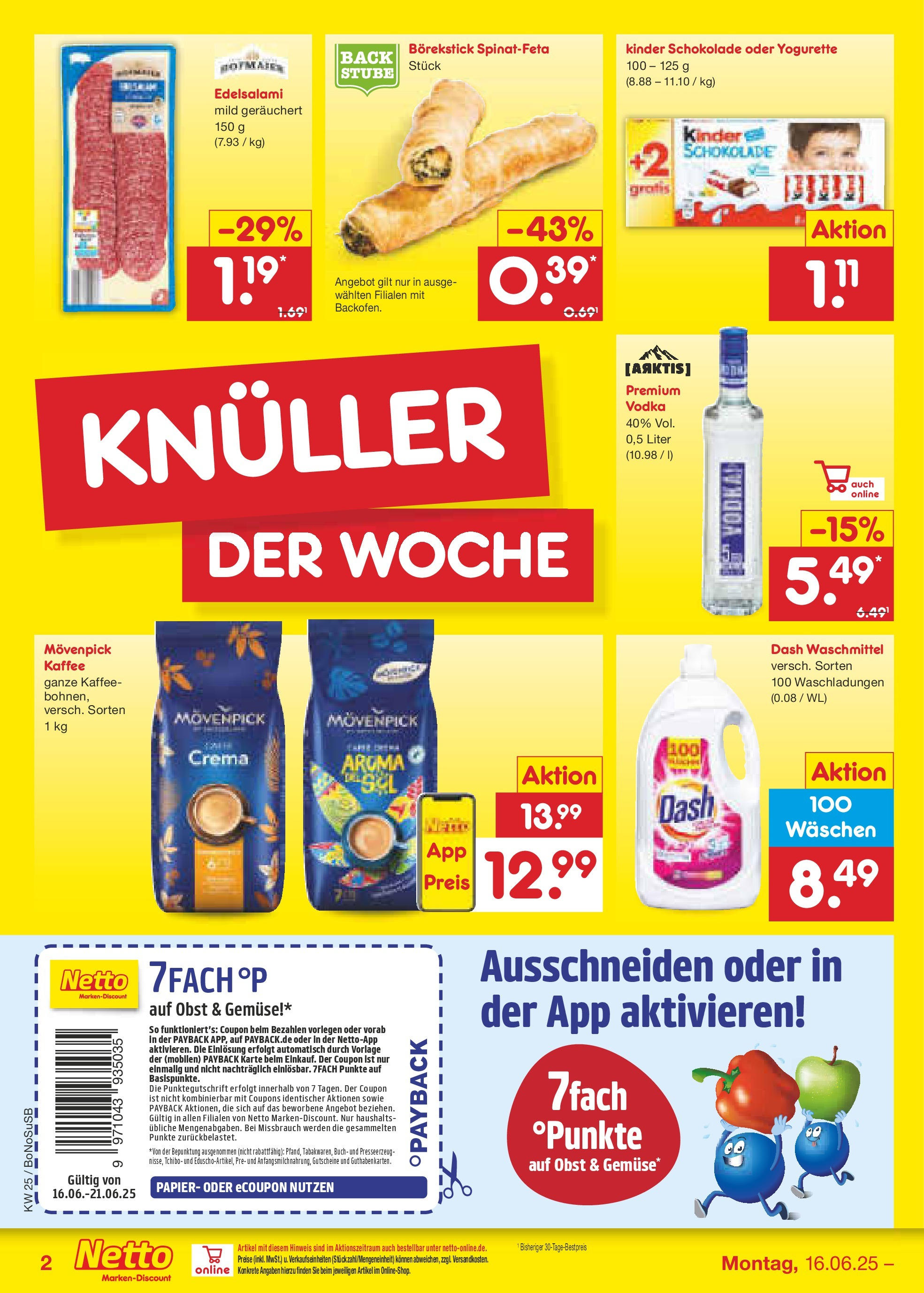 Netto Marken-Discount prospekt Herne	 (ab 15.06.2025) » Angebote | Seite: 2 | Produkte: Kinder schokolade, Kaffee, Schokolade, Vodka