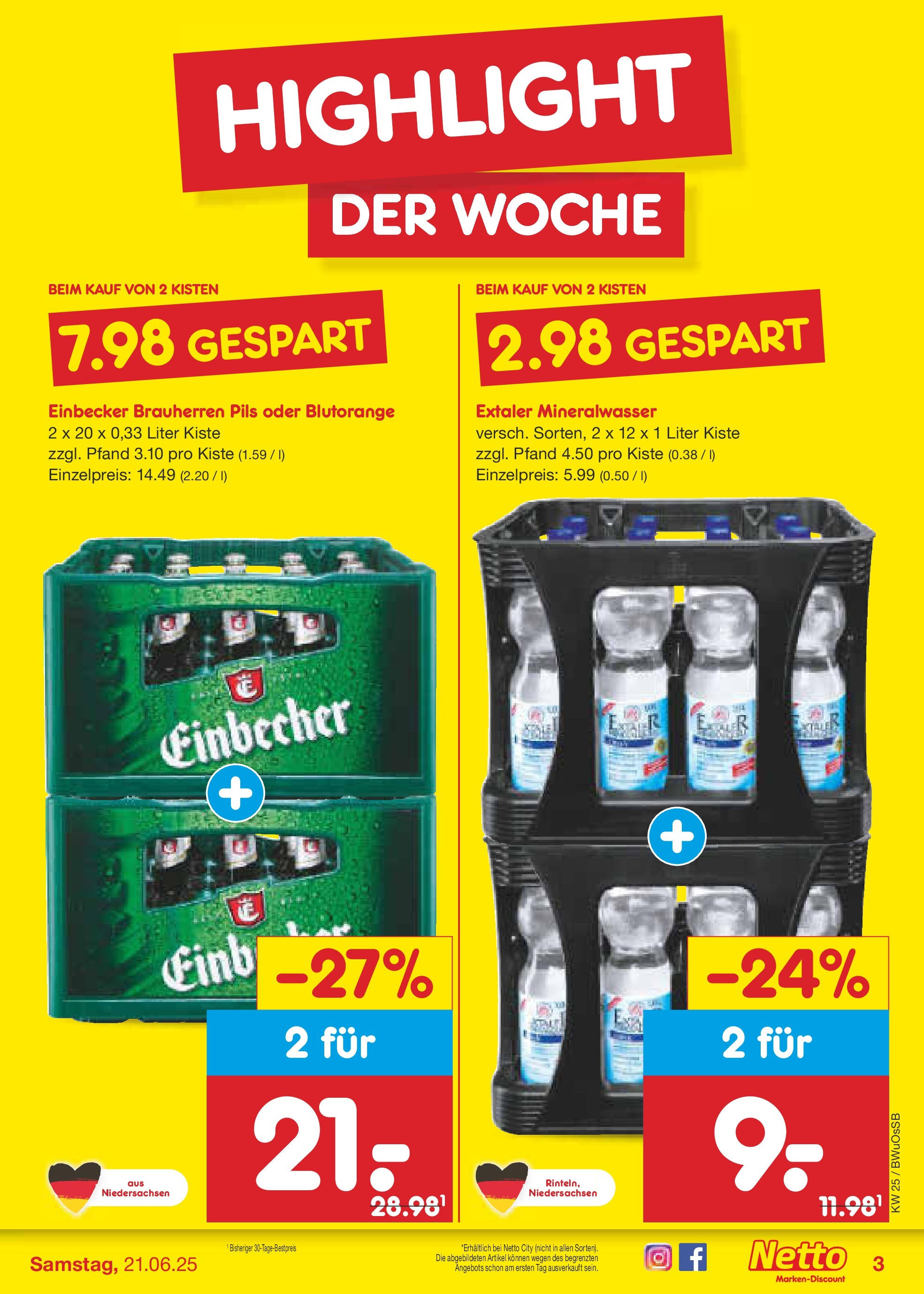 Netto Marken-Discount prospekt Osterode (ab 15.06.2025) » Angebote | Seite: 3 | Produkte: Pils, Mineralwasser Netto Marken-Discount prospekt Osterode (ab 15.06.2025) » Angebote | Seite: 3 | Produkte: Pils, Mineralwasser