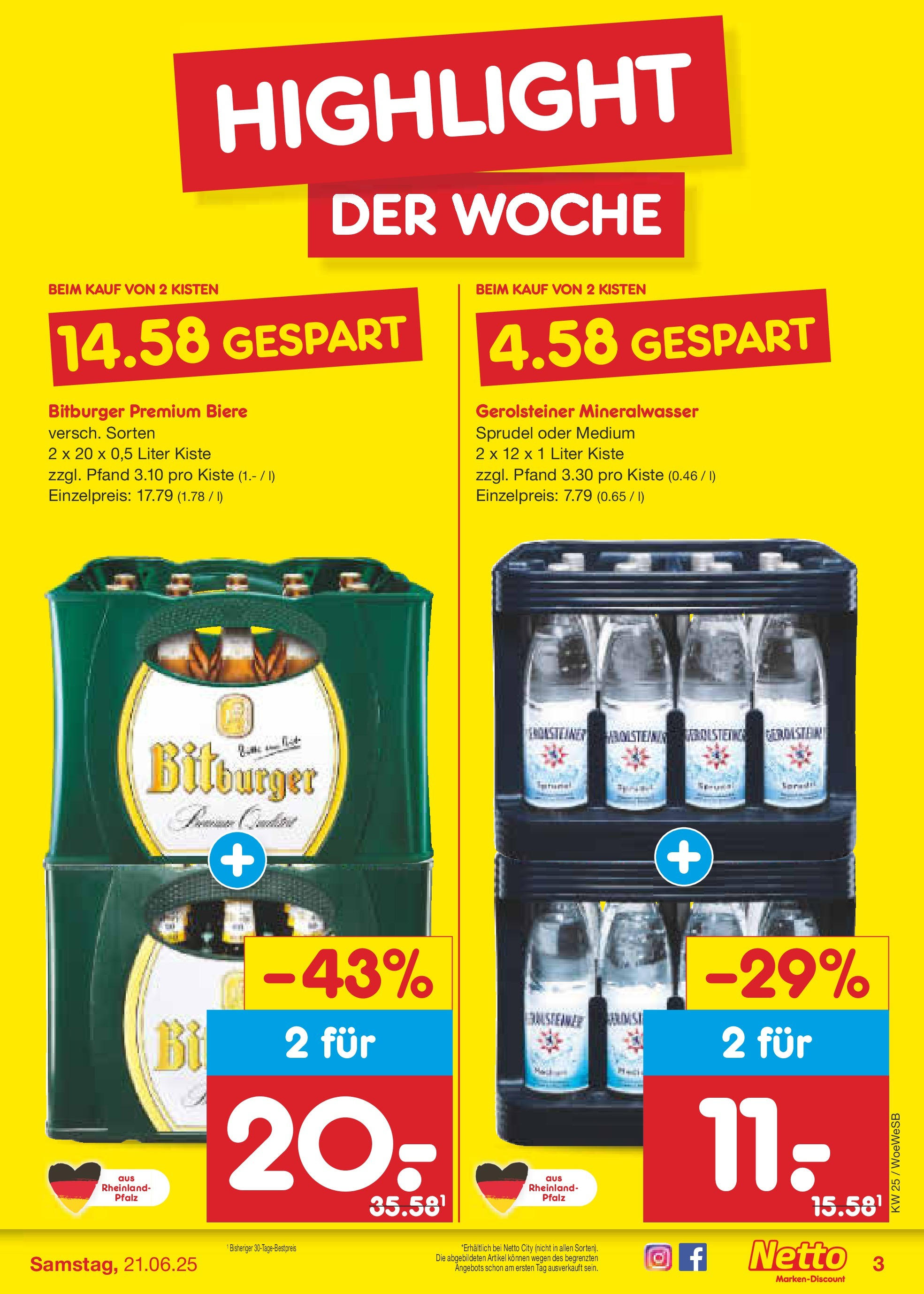 Netto Marken-Discount prospekt Katzweiler (ab 15.06.2025) » Angebote | Seite: 3 | Produkte: Bitburger, Mineralwasser, Gerolsteiner Netto Marken-Discount prospekt Katzweiler (ab 15.06.2025) » Angebote | Seite: 3 | Produkte: Bitburger, Mineralwasser, Gerolsteiner