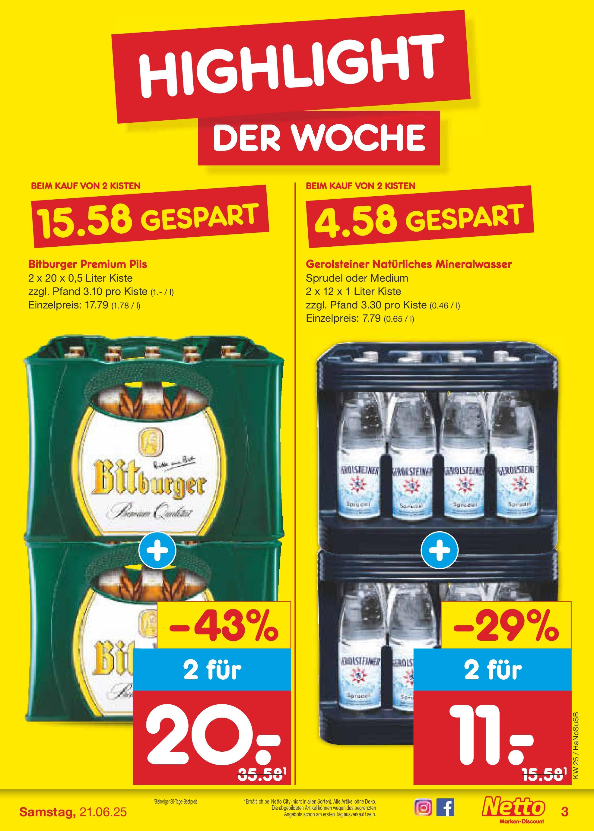 Netto Marken-Discount prospekt Schwerte-Geisecke (ab 15.06.2025) » Angebote | Seite: 3 | Produkte: Bitburger, Pils, Mineralwasser, Gerolsteiner Netto Marken-Discount prospekt Schwerte-Geisecke (ab 15.06.2025) » Angebote | Seite: 3 | Produkte: Bitburger, Pils, Mineralwasser, Gerolsteiner
